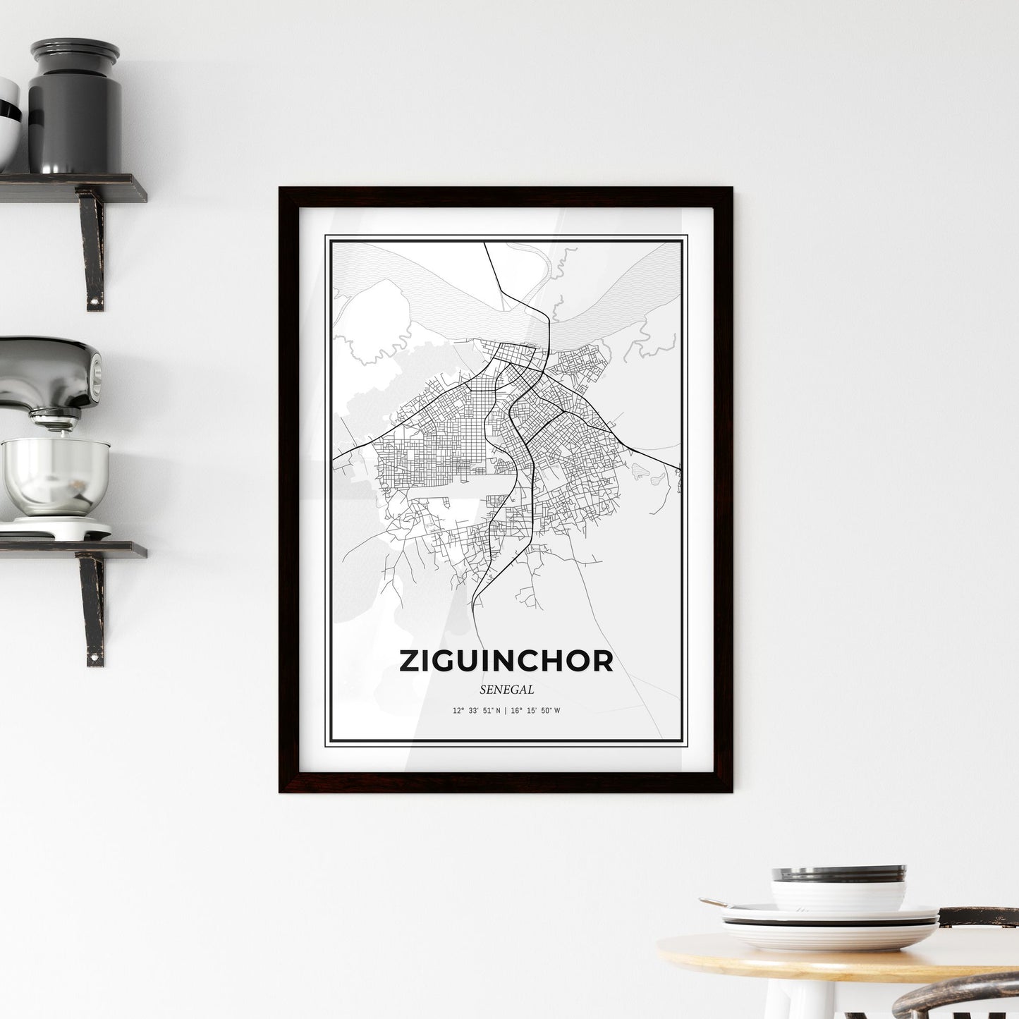 Ziguinchor Senegal - Minimal City Map