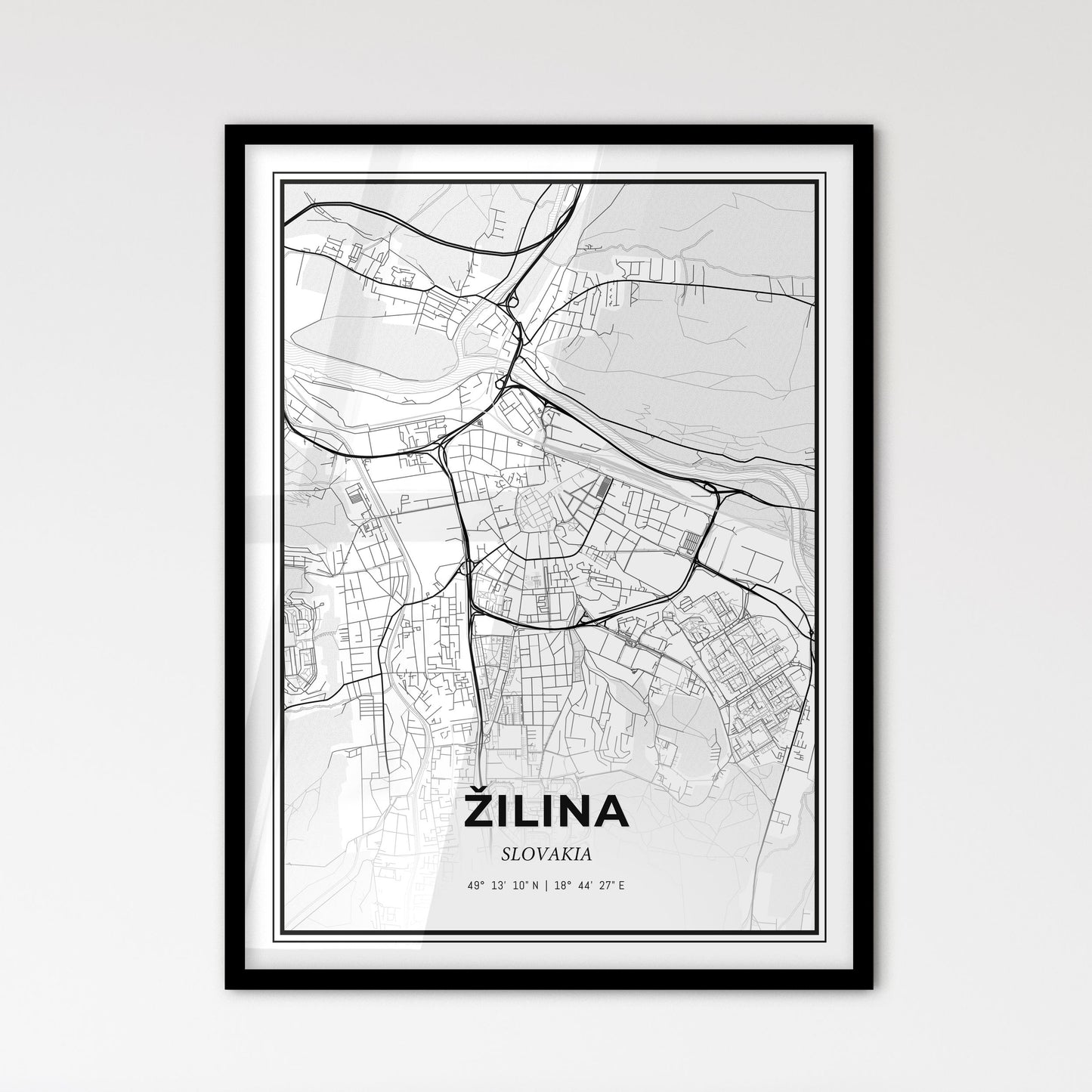 Žilina Slovakia - Scandinavian Style City Map for Modern Home Decor