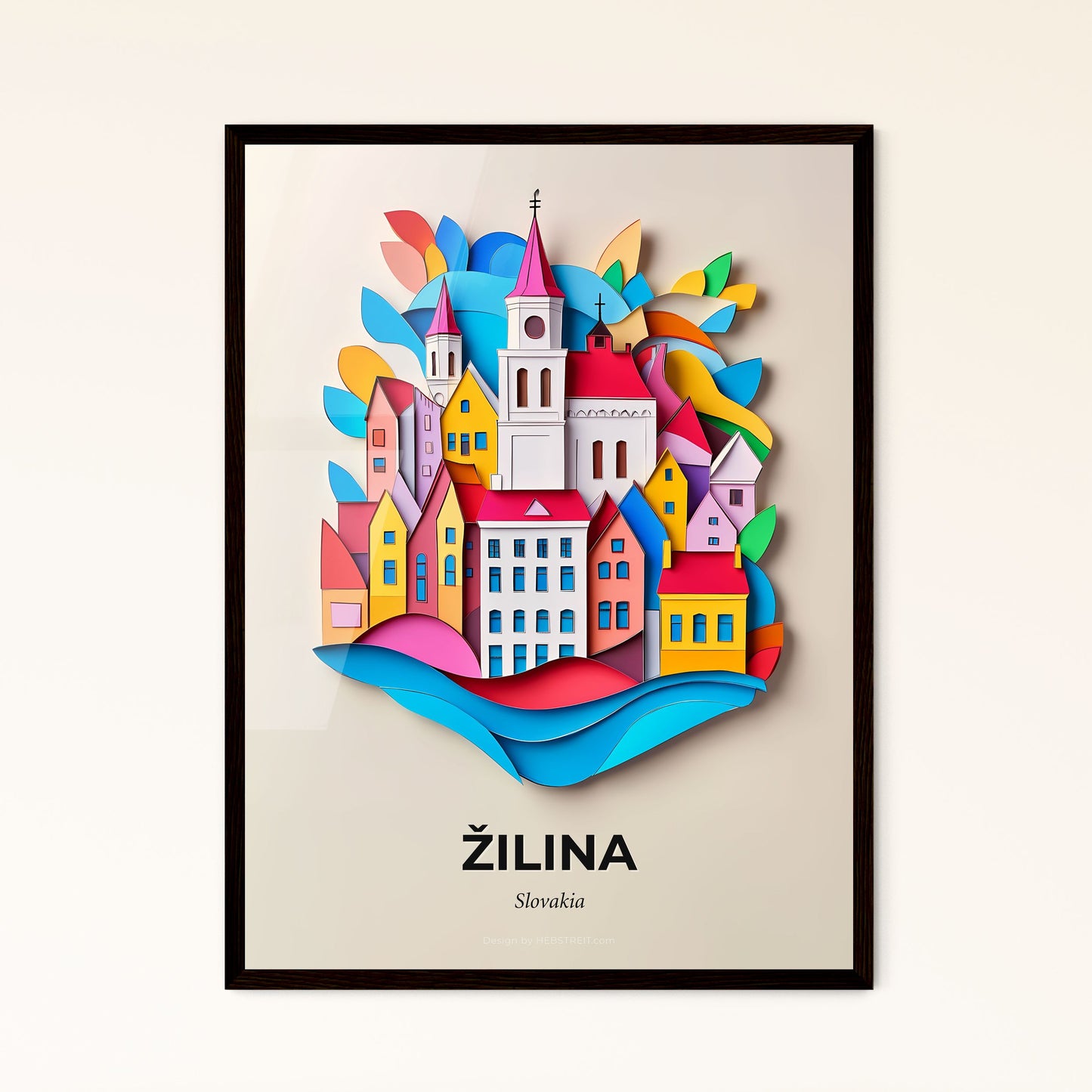 Vivid Žilina, Slovakia - a paper cut of a city with a church