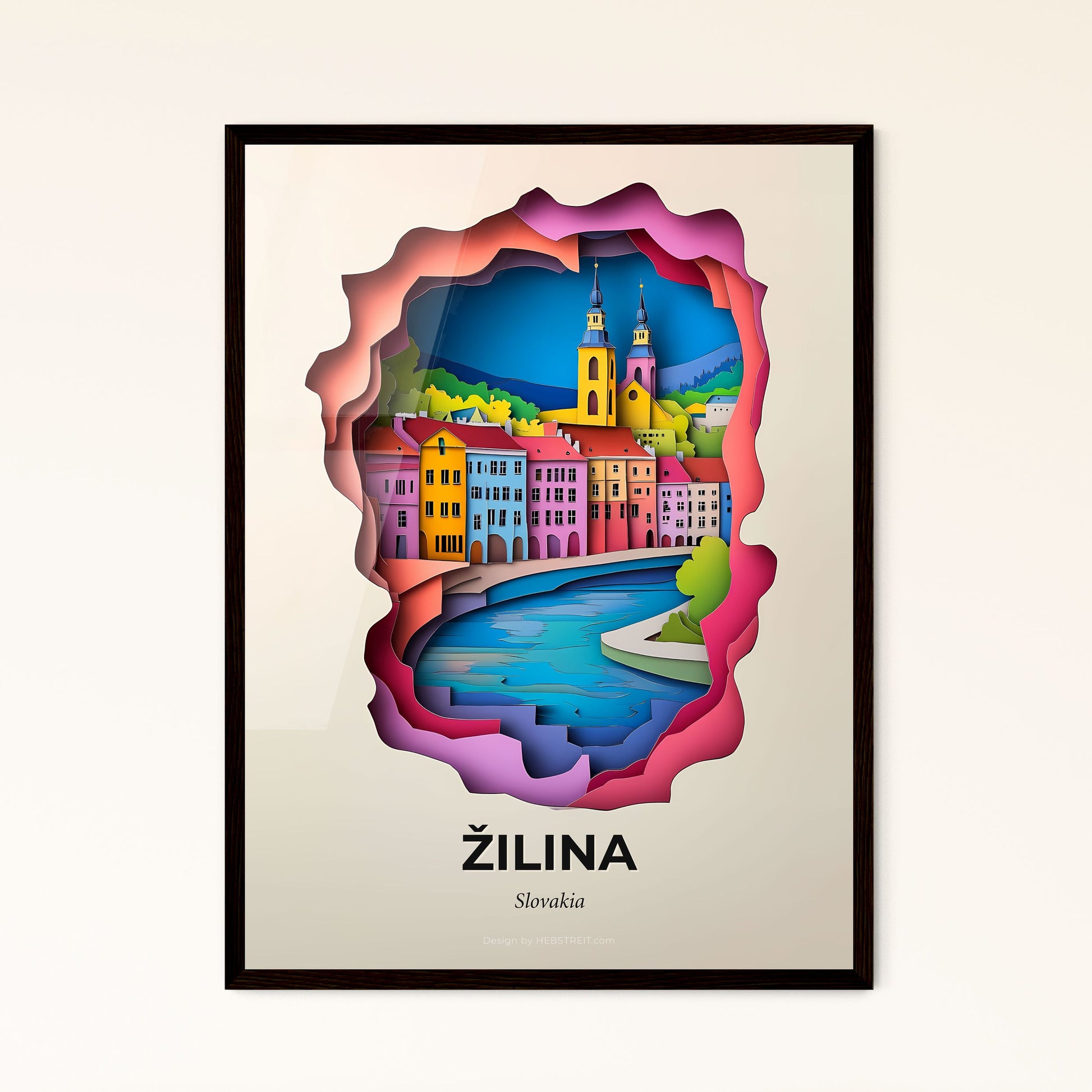 Vivid Žilina, Slovakia - a paper cut of a city with a river