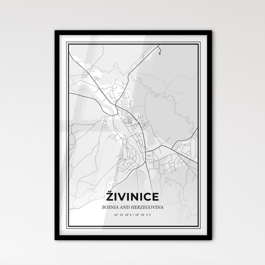 Živinice Bosnia and Herzegovina - Scandinavian Style City Map for Modern Home Decor