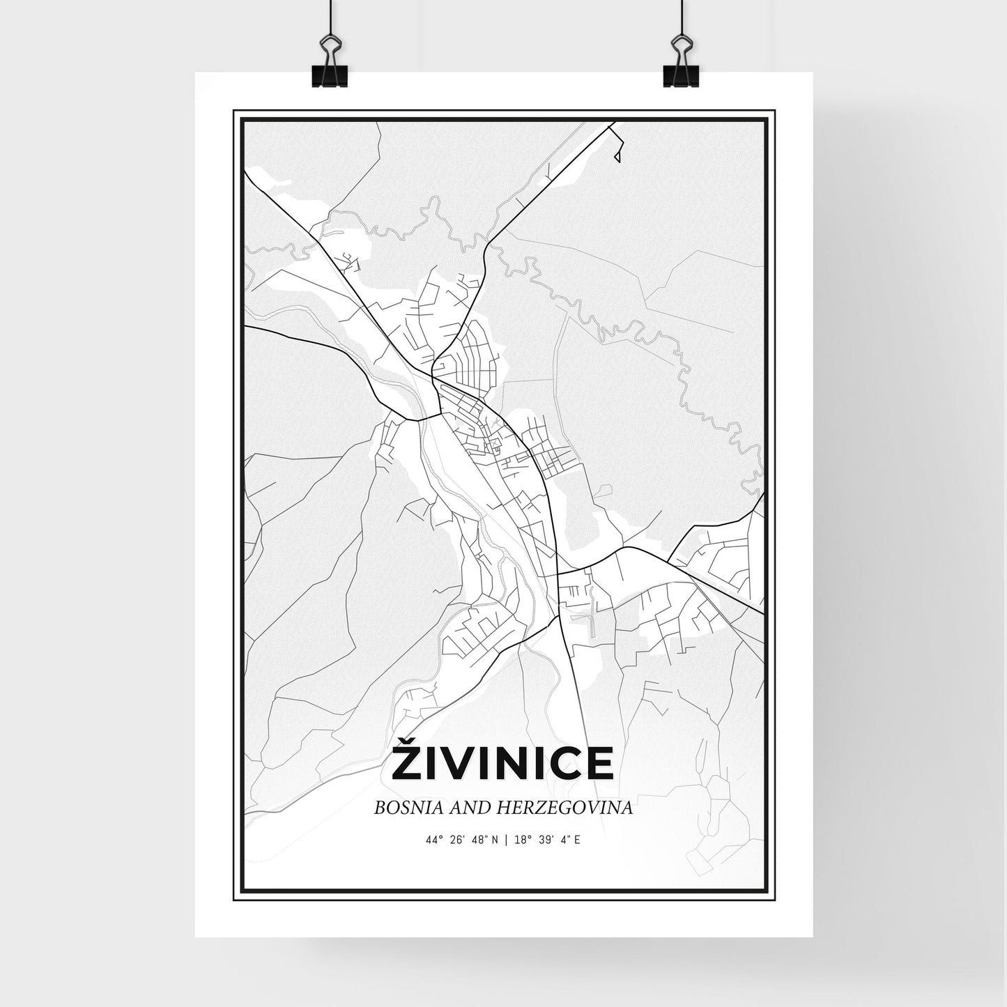 Živinice Bosnia and Herzegovina - Premium City Map Poster