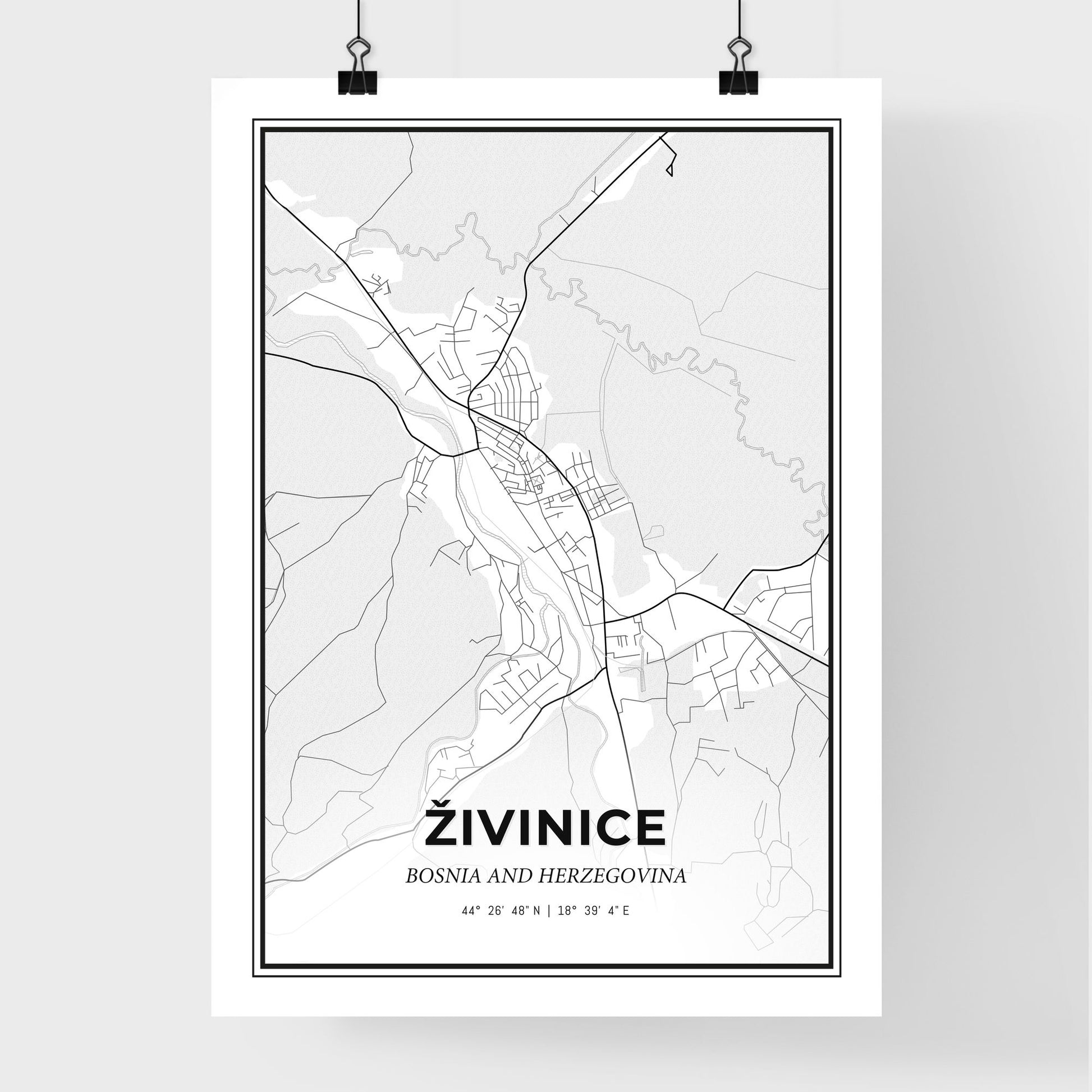 Živinice Bosnia and Herzegovina - Premium City Map Poster