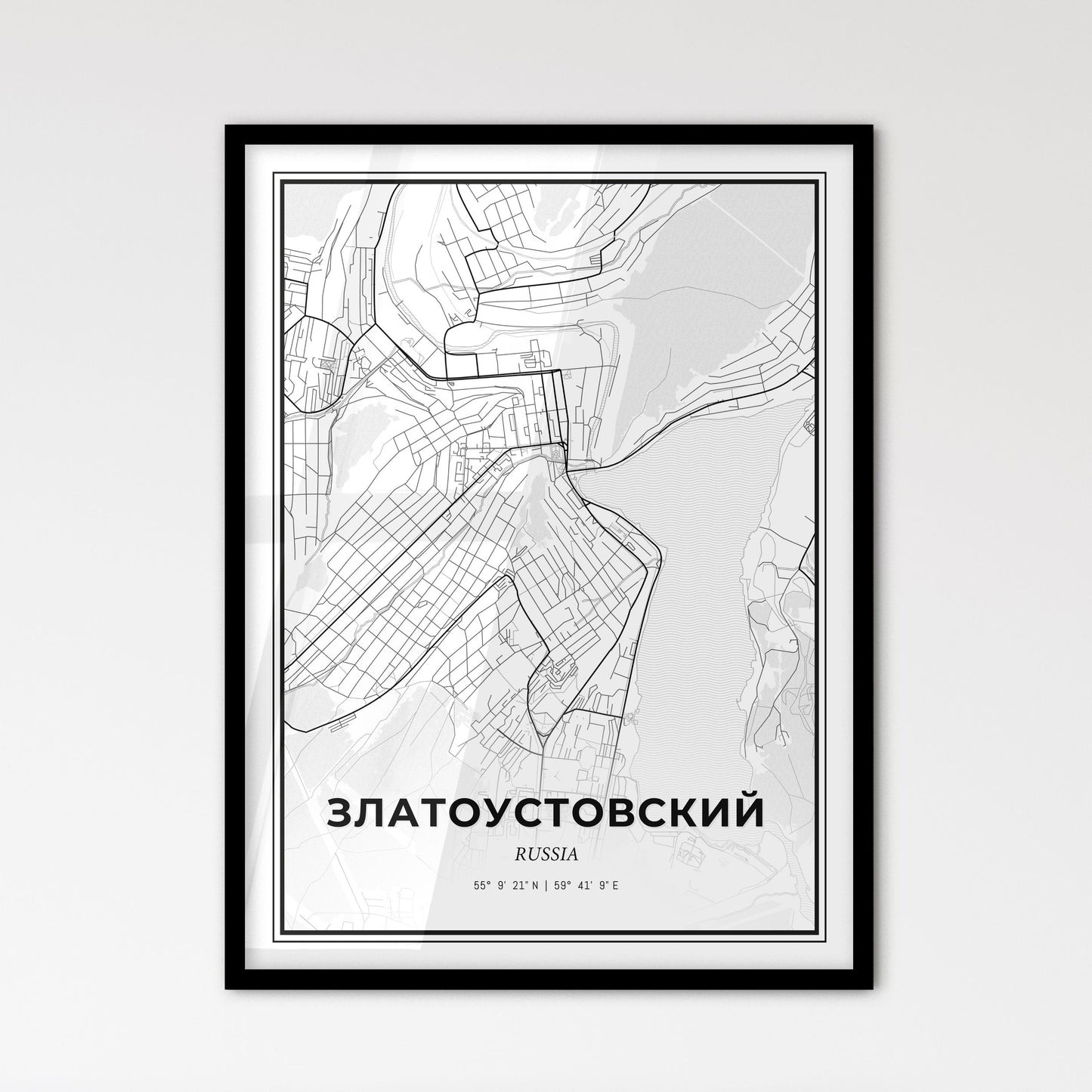 Zlatoust Russia - Scandinavian Style City Map for Modern Home Decor