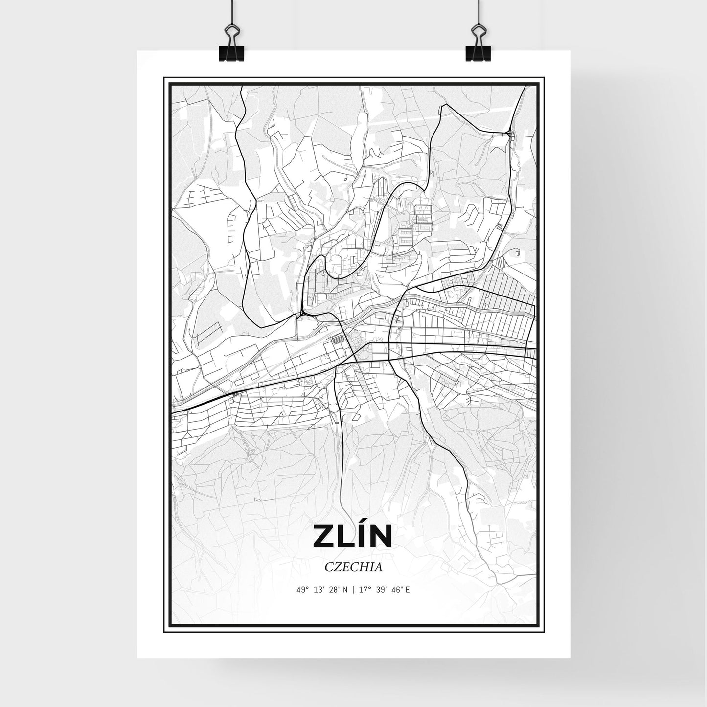  Zlín Czechia - Premium City Map Poster