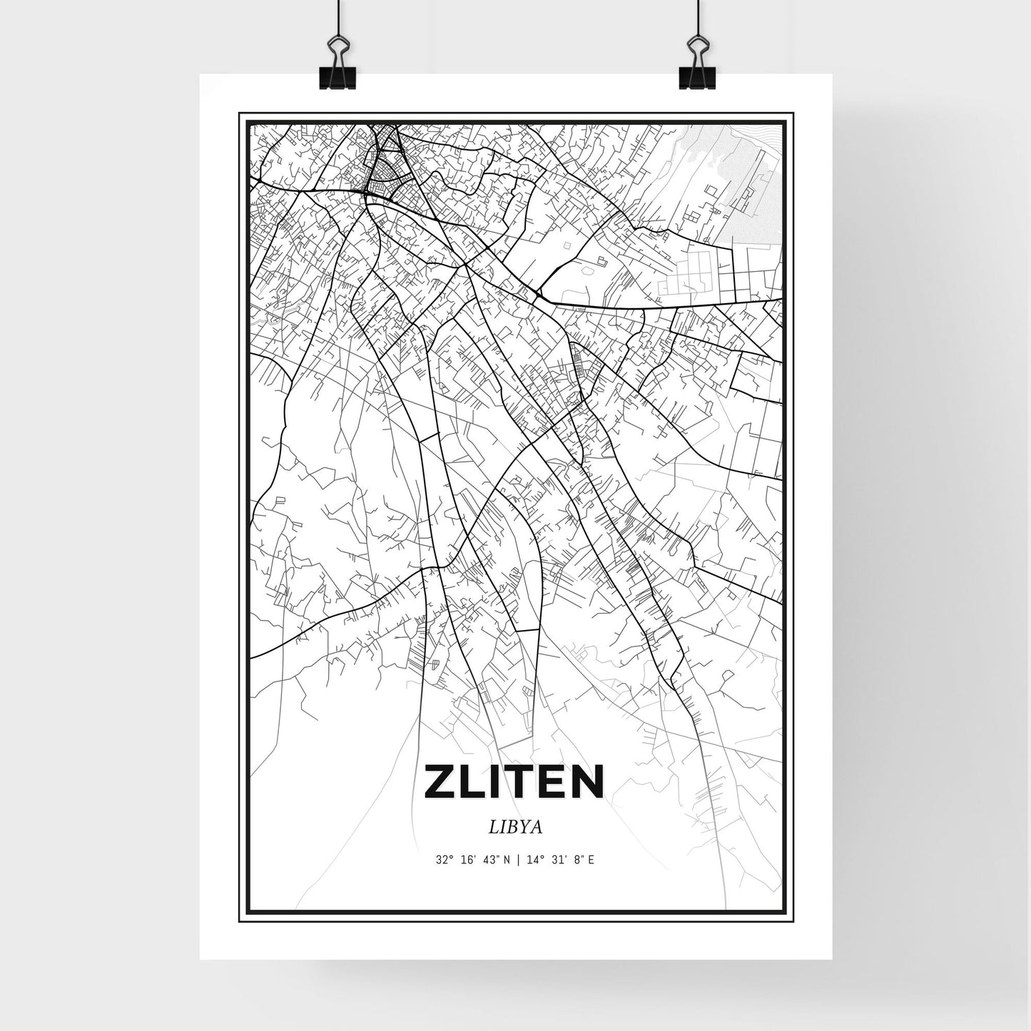 Zliten Libya - Premium City Map Poster