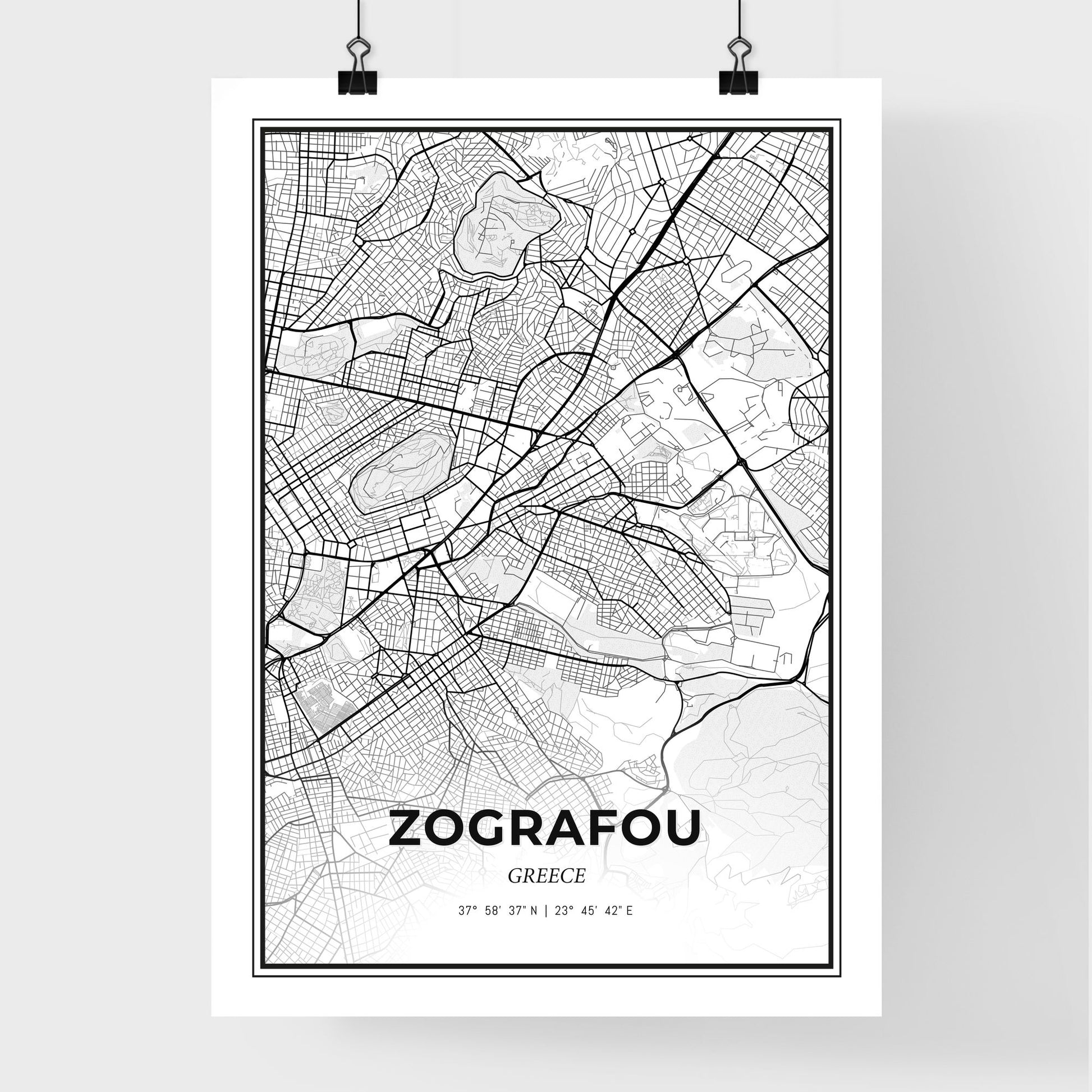 Zografou Greece - Premium City Map Poster