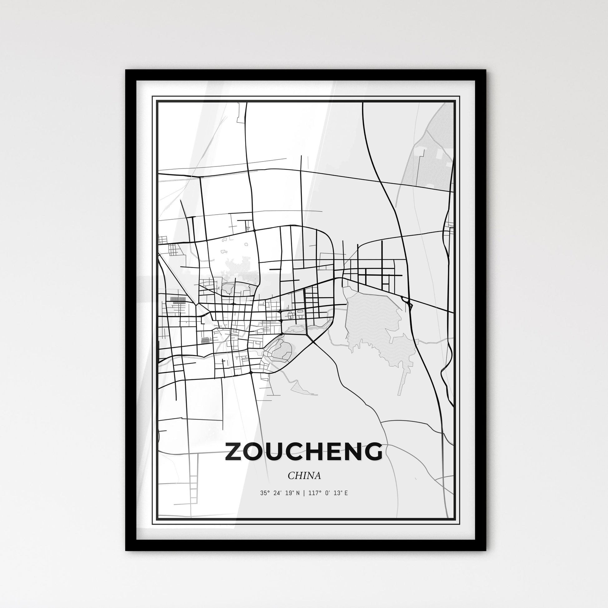 Zoucheng China - Scandinavian Style City Map for Modern Home Decor