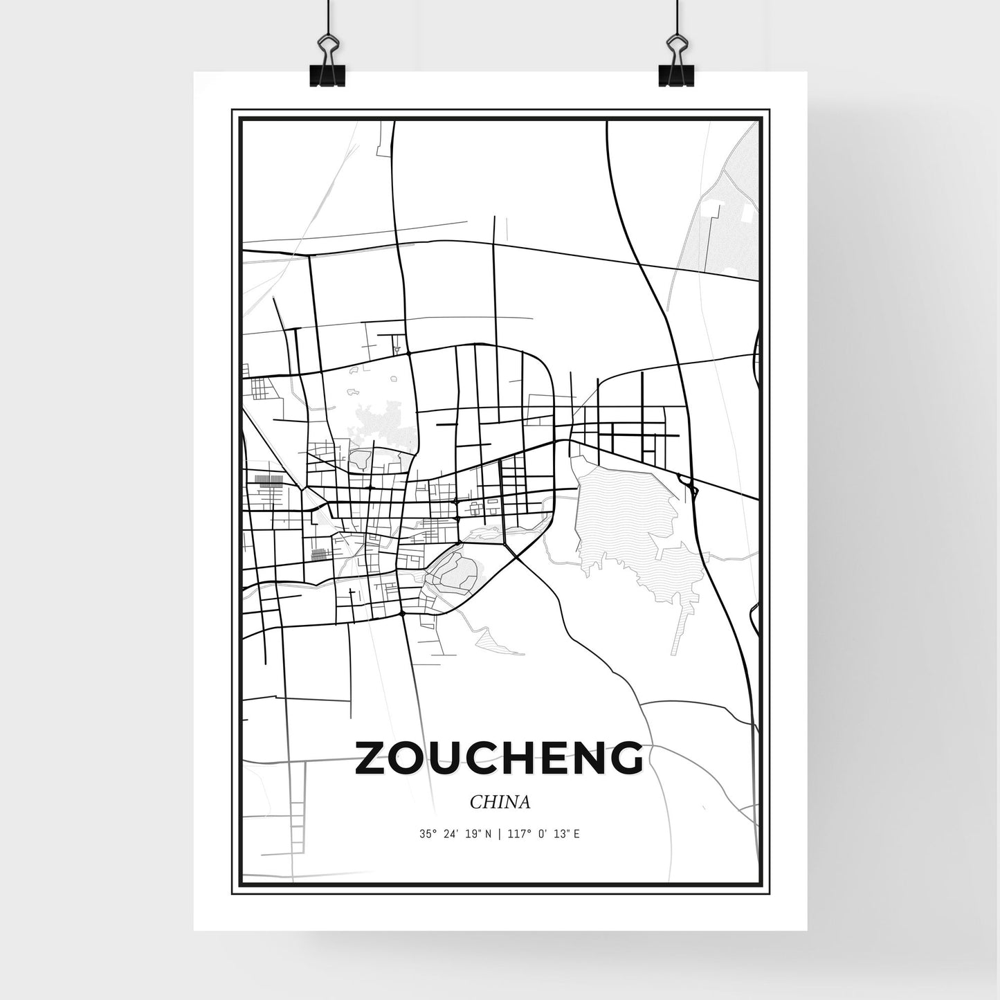 Zoucheng China - Premium City Map Poster