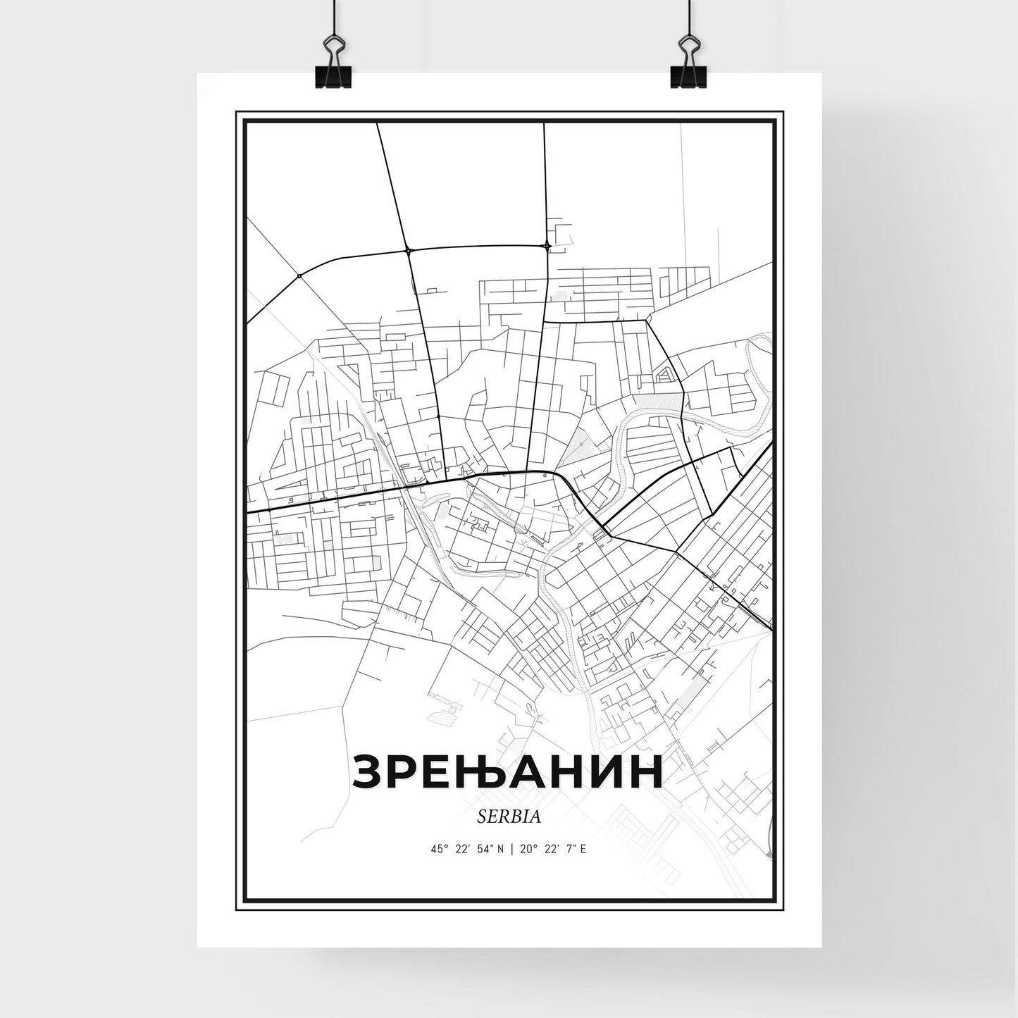 Zrenjanin Serbia - Premium City Map Poster