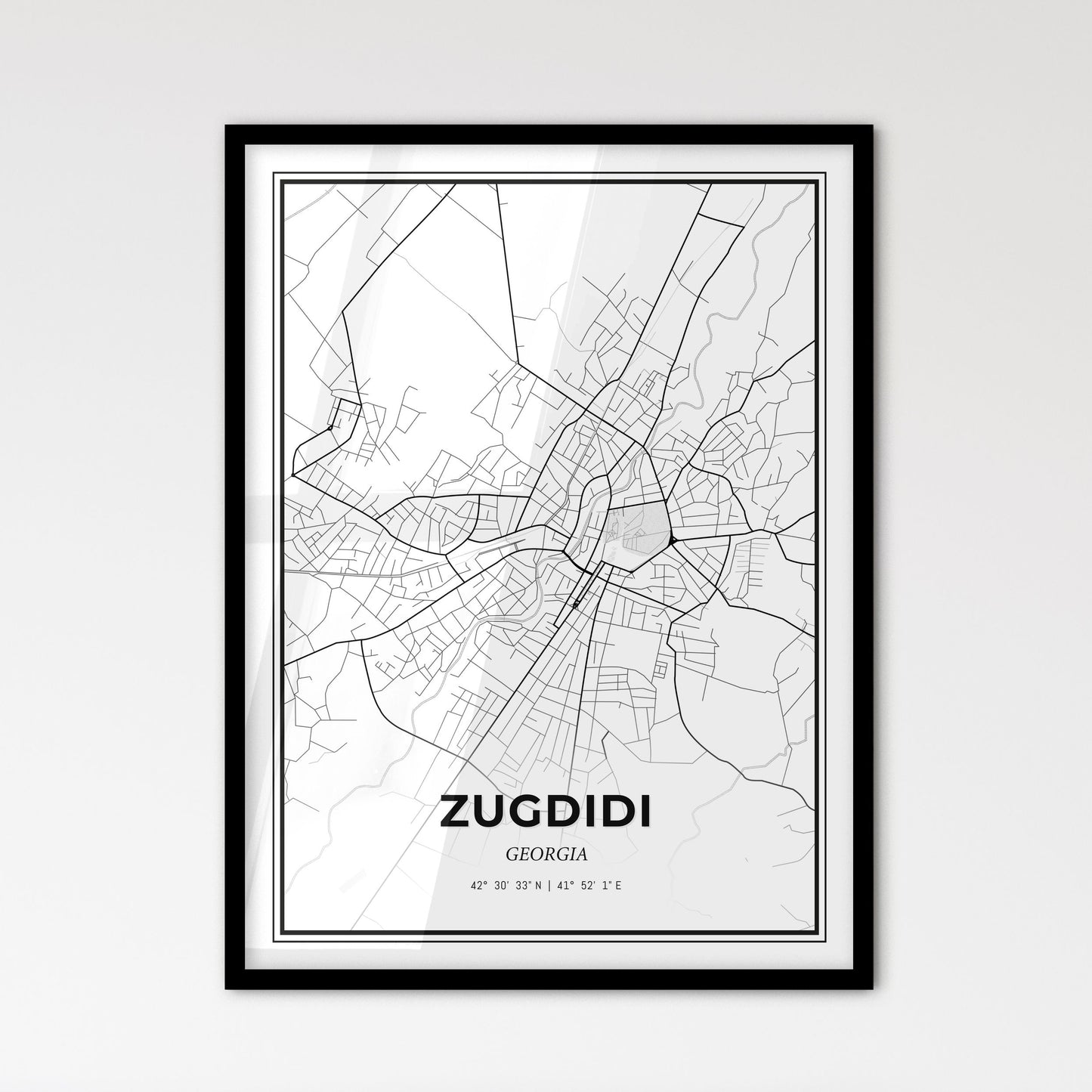 Zugdidi Georgia - Scandinavian Style City Map for Modern Home Decor