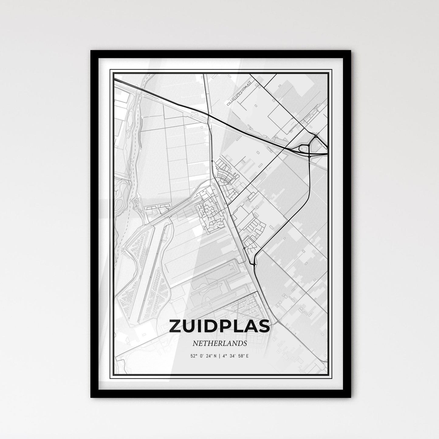  Zuidplas Netherlands - Scandinavian Style City Map for Modern Home Decor