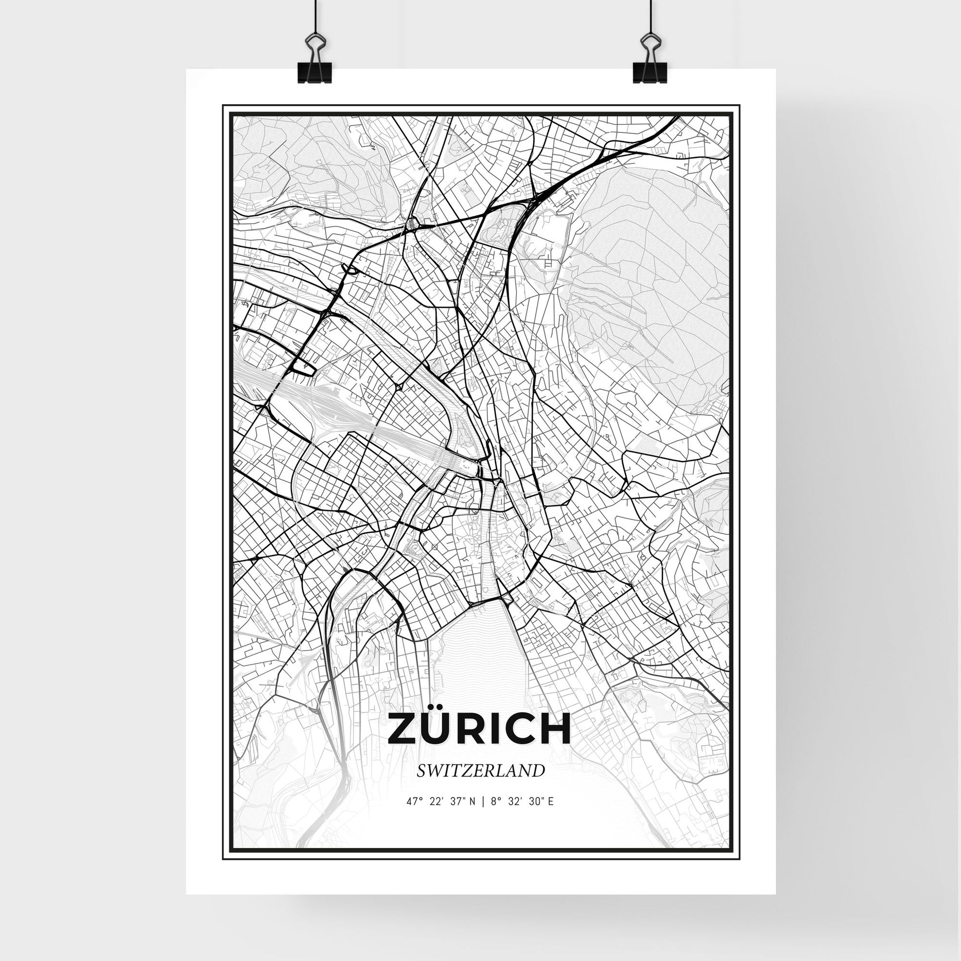 Zürich Switzerland - Premium City Map Poster