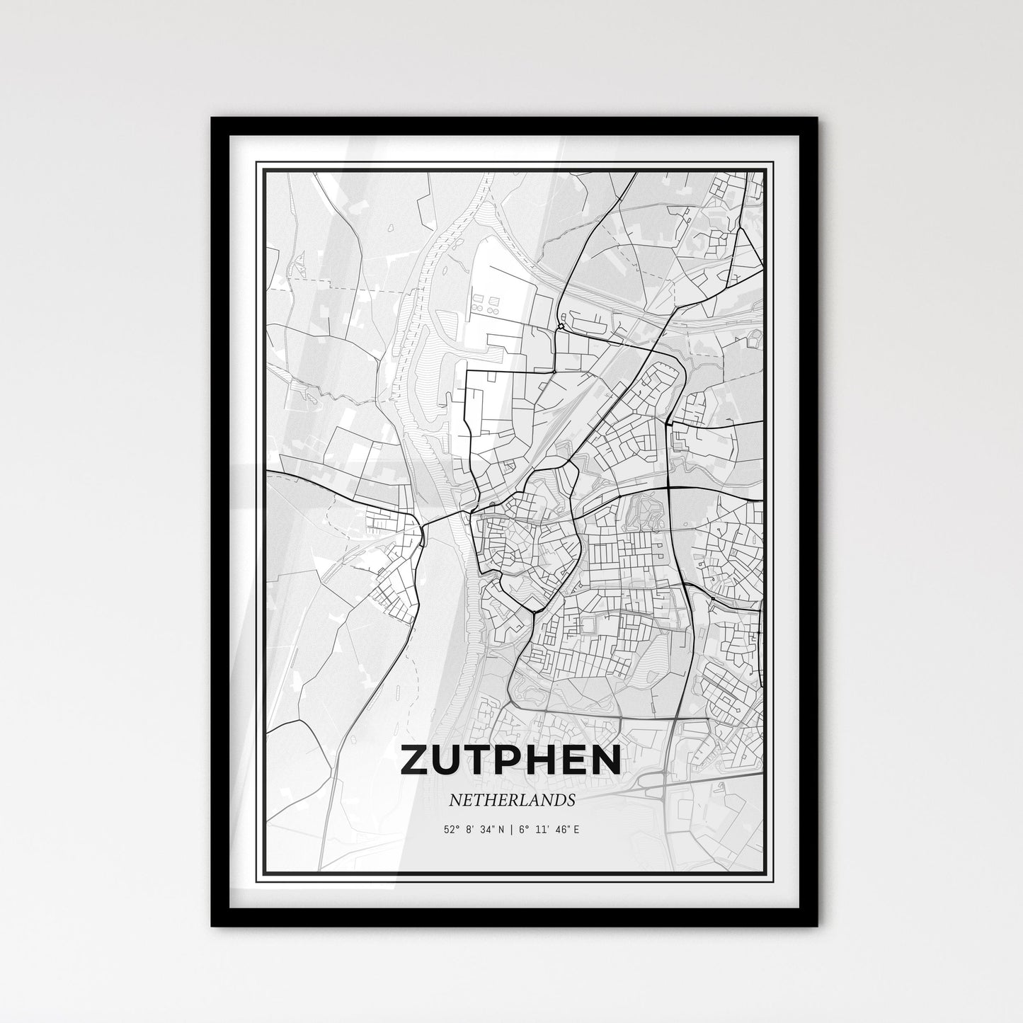  Zutphen Netherlands - Scandinavian Style City Map for Modern Home Decor