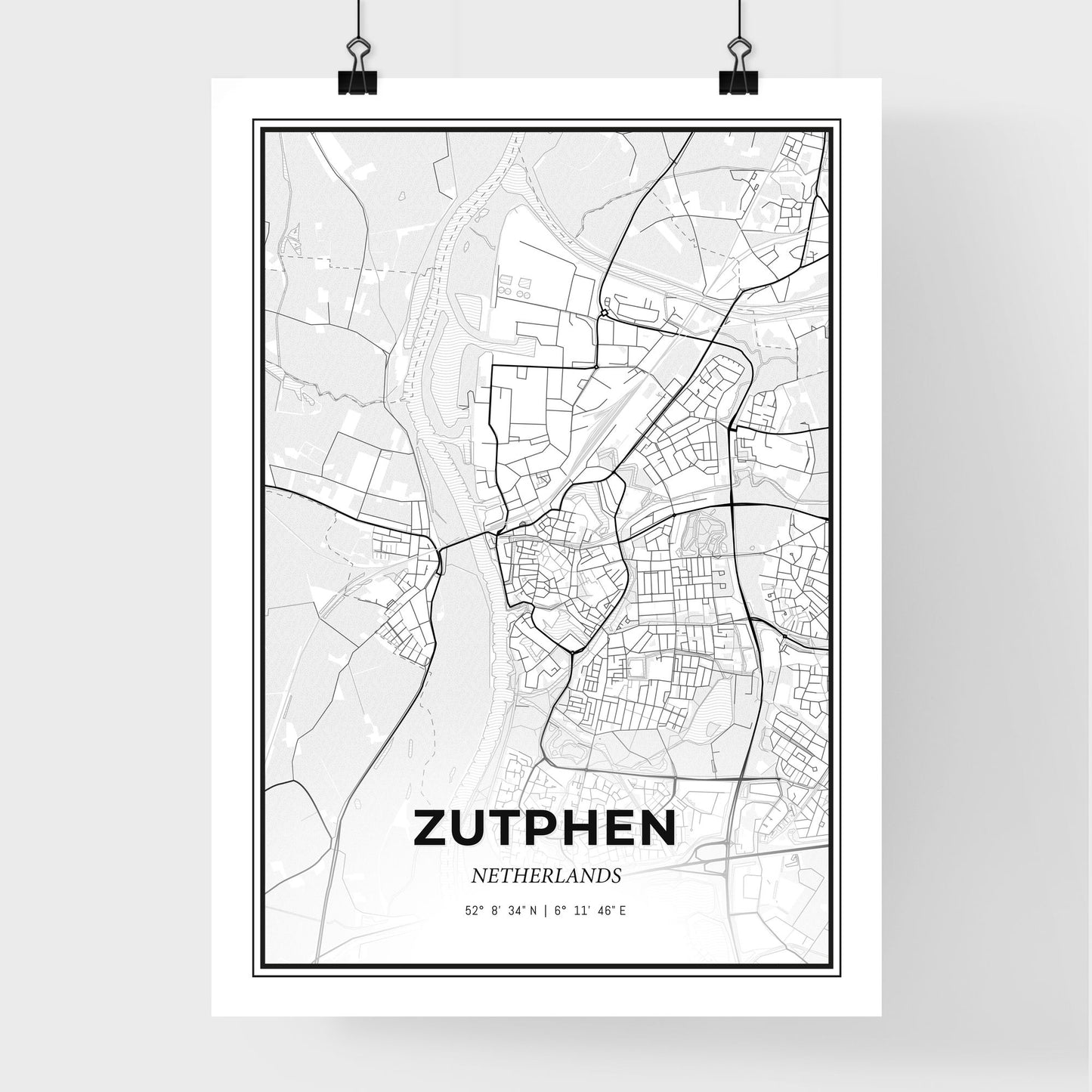  Zutphen Netherlands - Premium City Map Poster