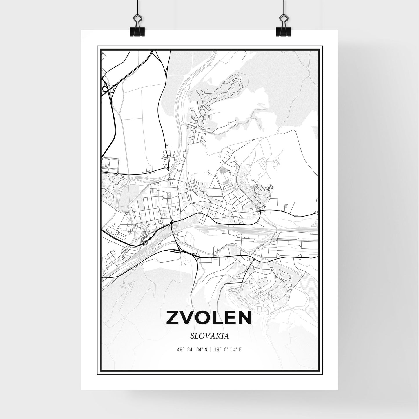 Zvolen Slovakia - Premium City Map Poster