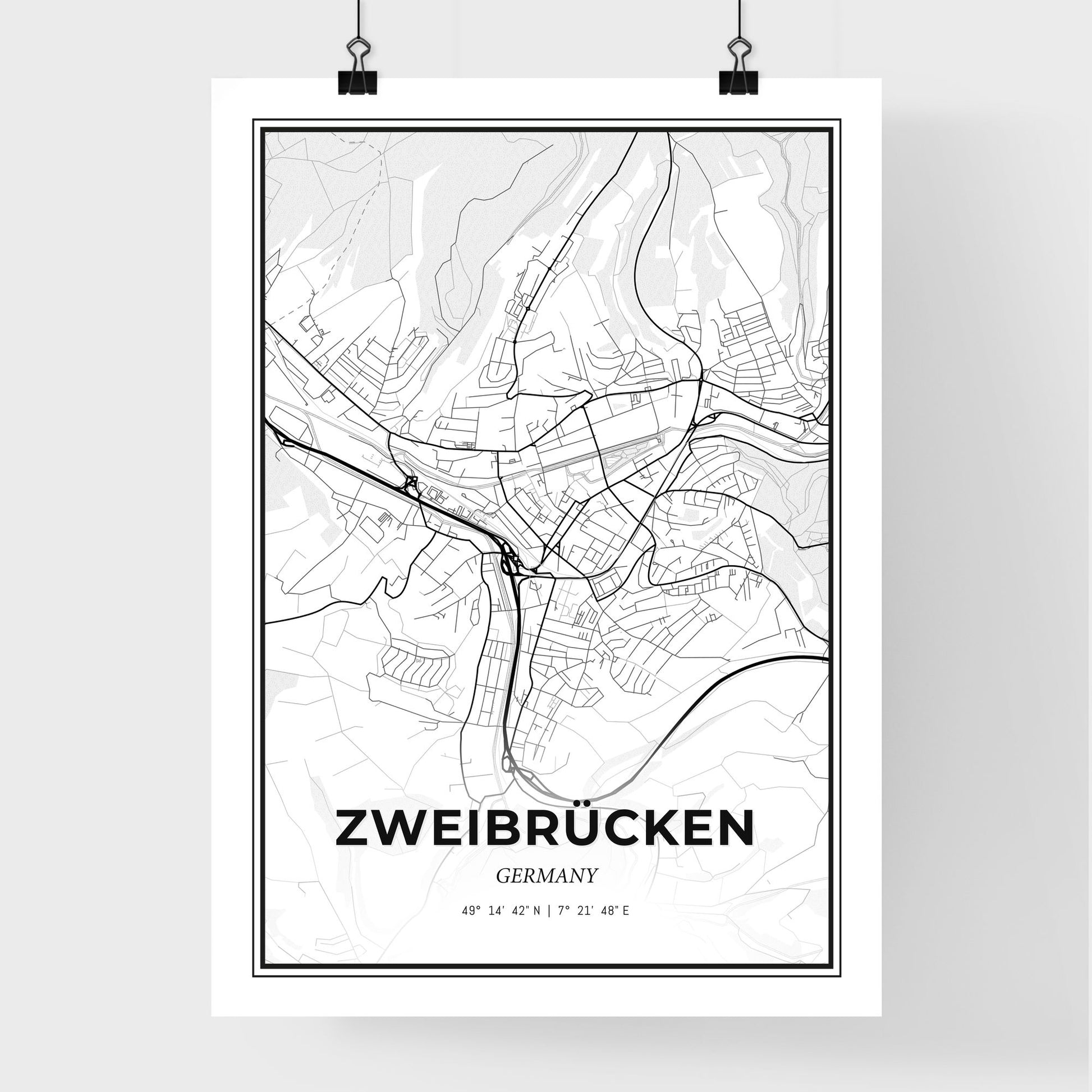 Zweibrucken Germany - Premium City Map Poster