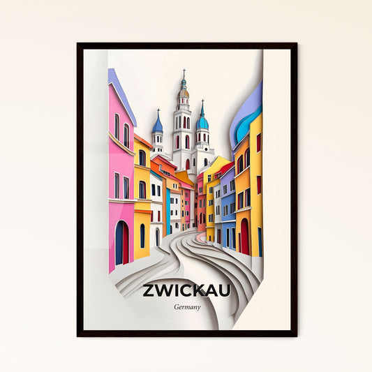 Vivid Zwickau, Germany - a paper cut of a city with a church