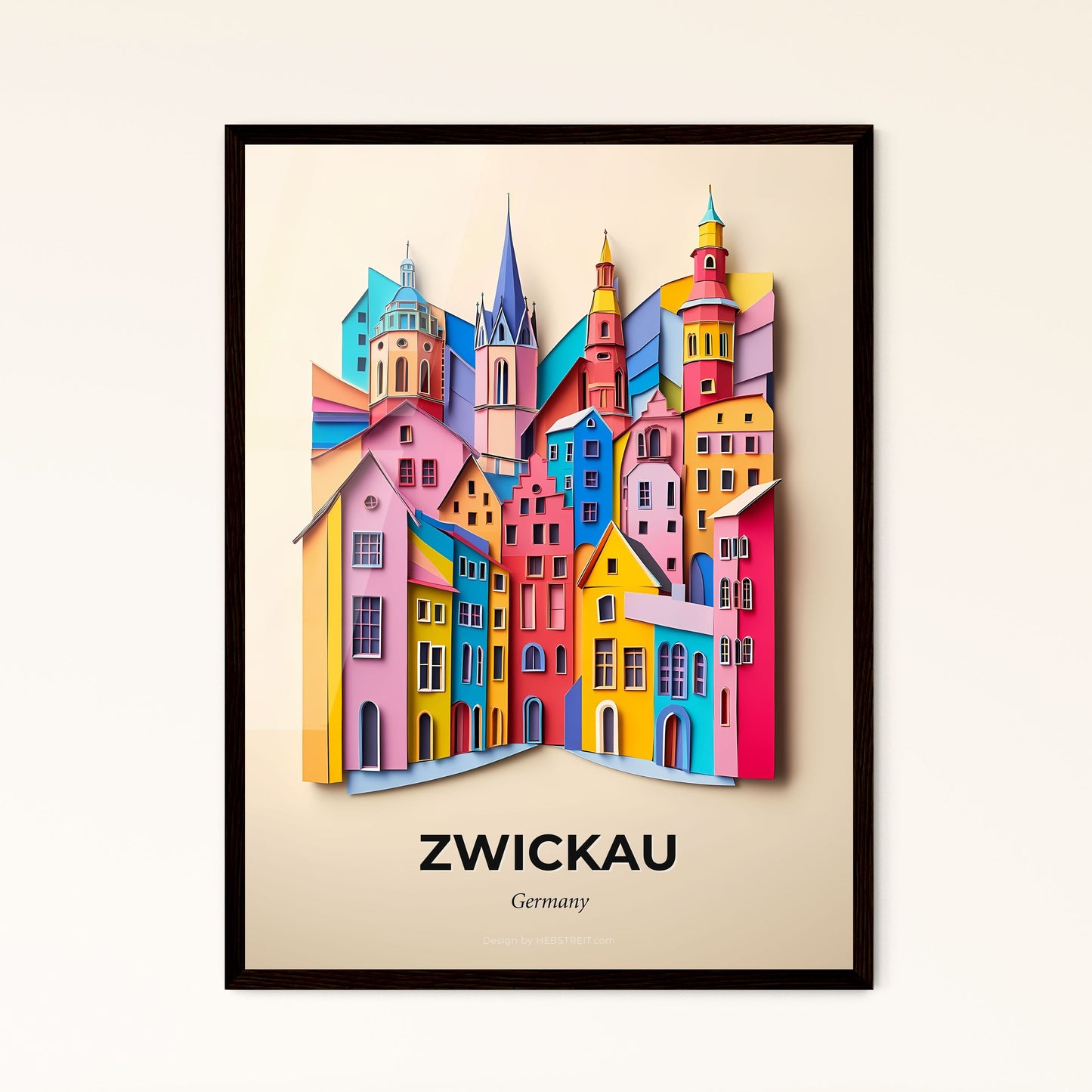 Vivid Zwickau, Germany - a colorful city with a clock on the top of it