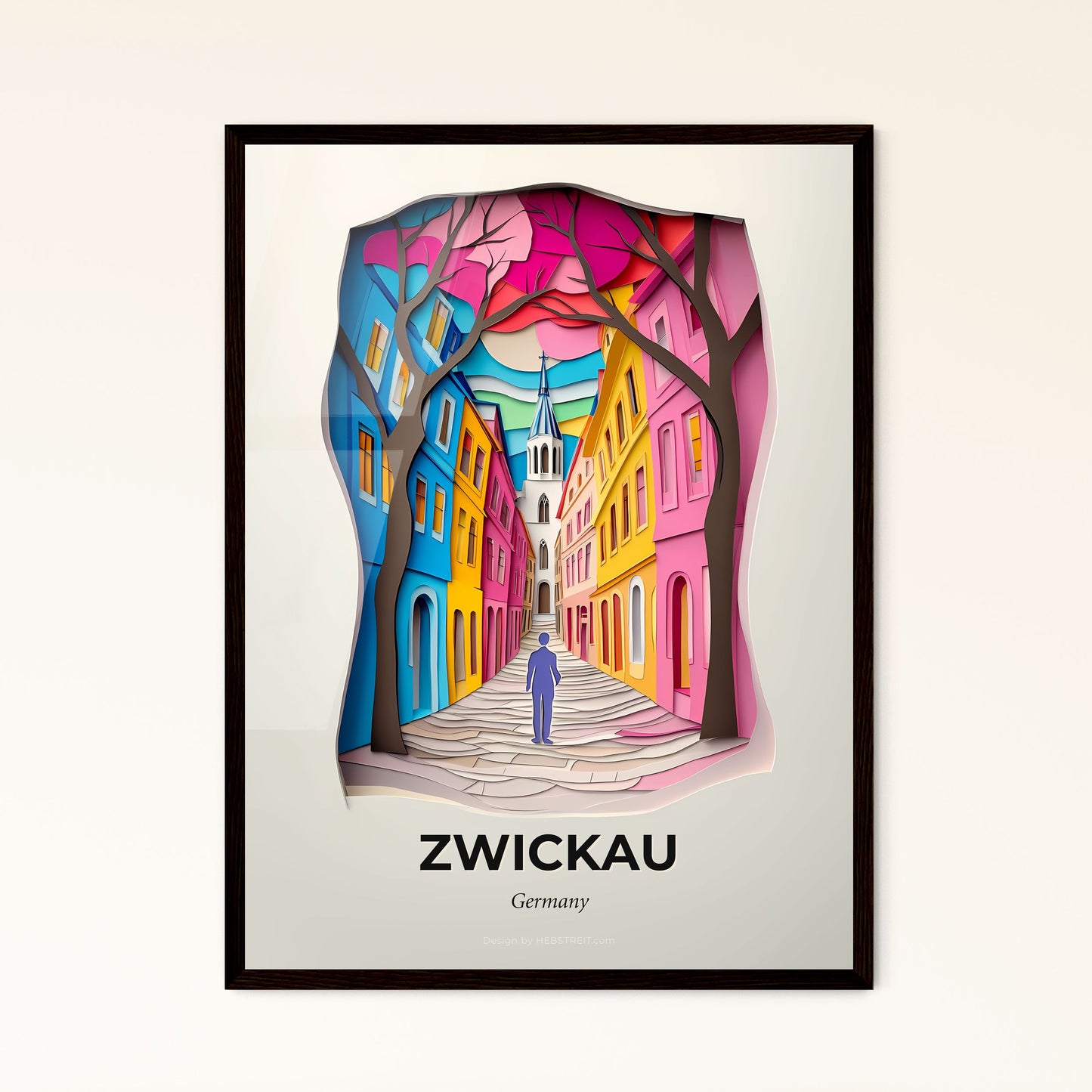 Vivid Zwickau, Germany - a person walking down a street in a paper cut