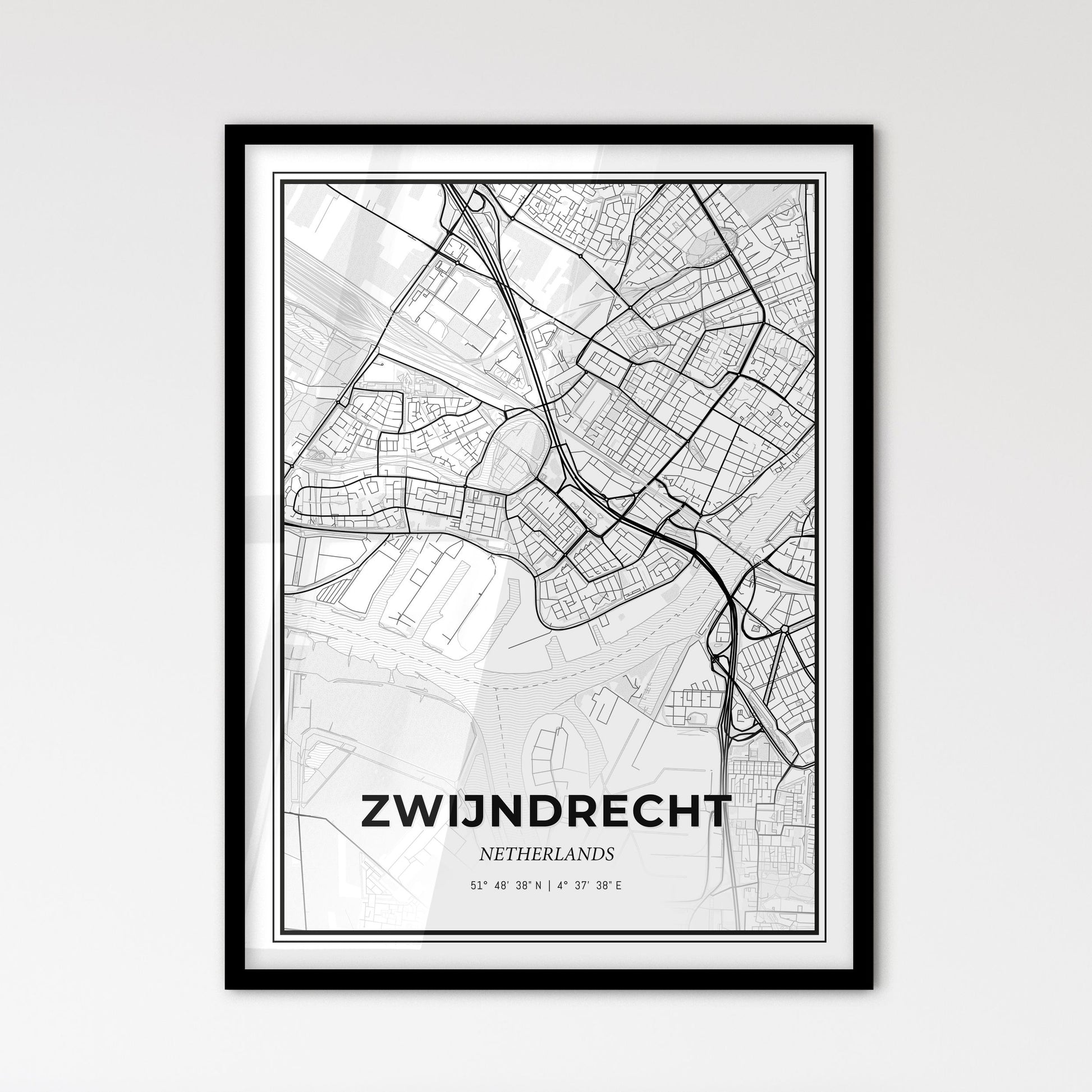  Zwijndrecht Netherlands - Scandinavian Style City Map for Modern Home Decor