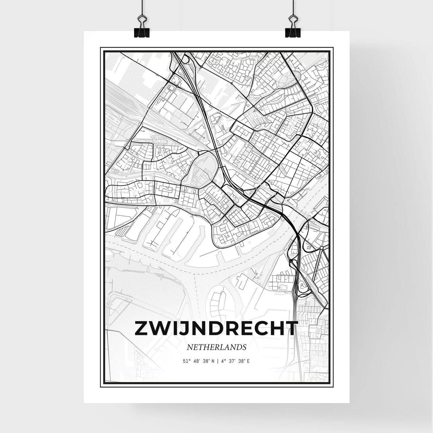  Zwijndrecht Netherlands - Premium City Map Poster