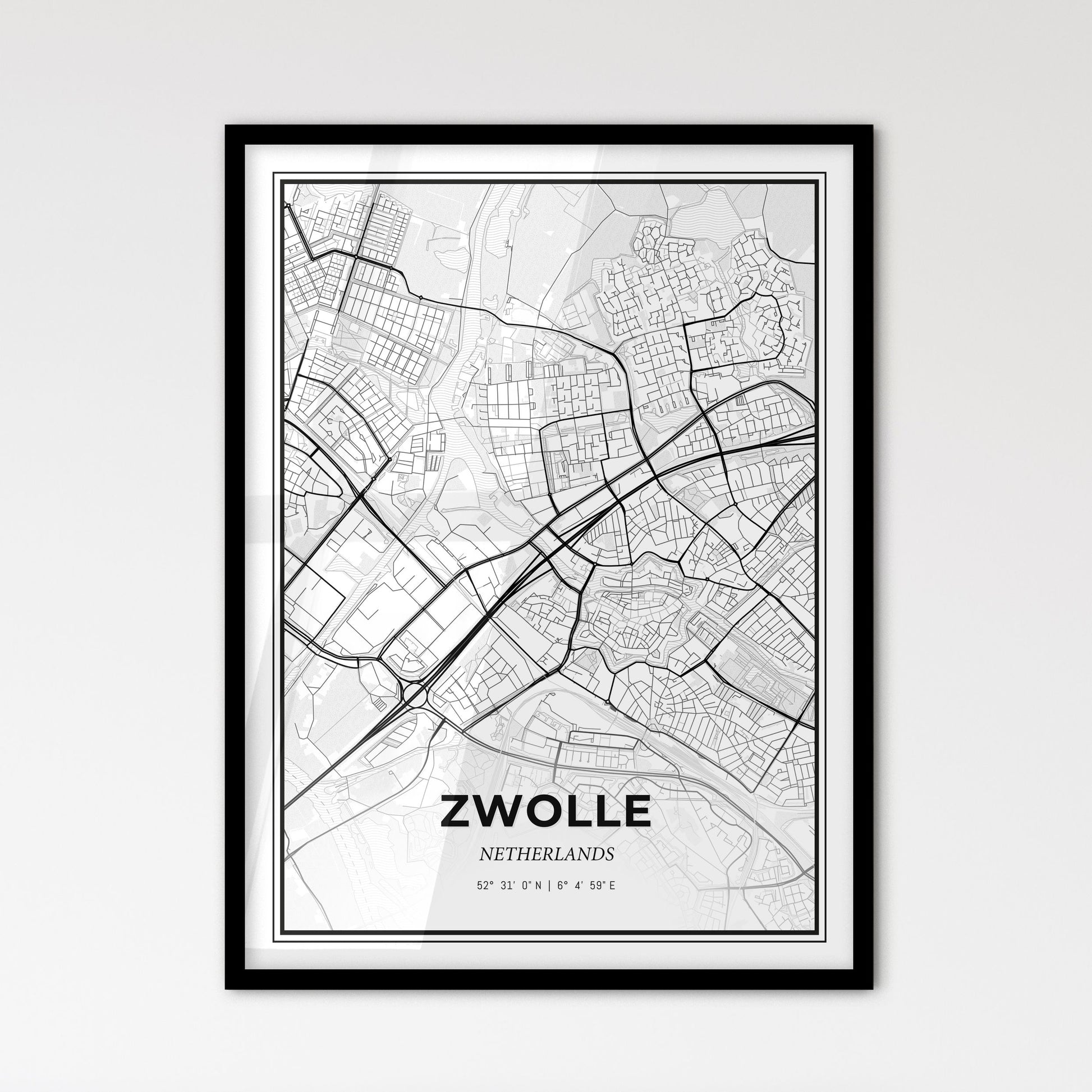  Zwolle Netherlands - Scandinavian Style City Map for Modern Home Decor