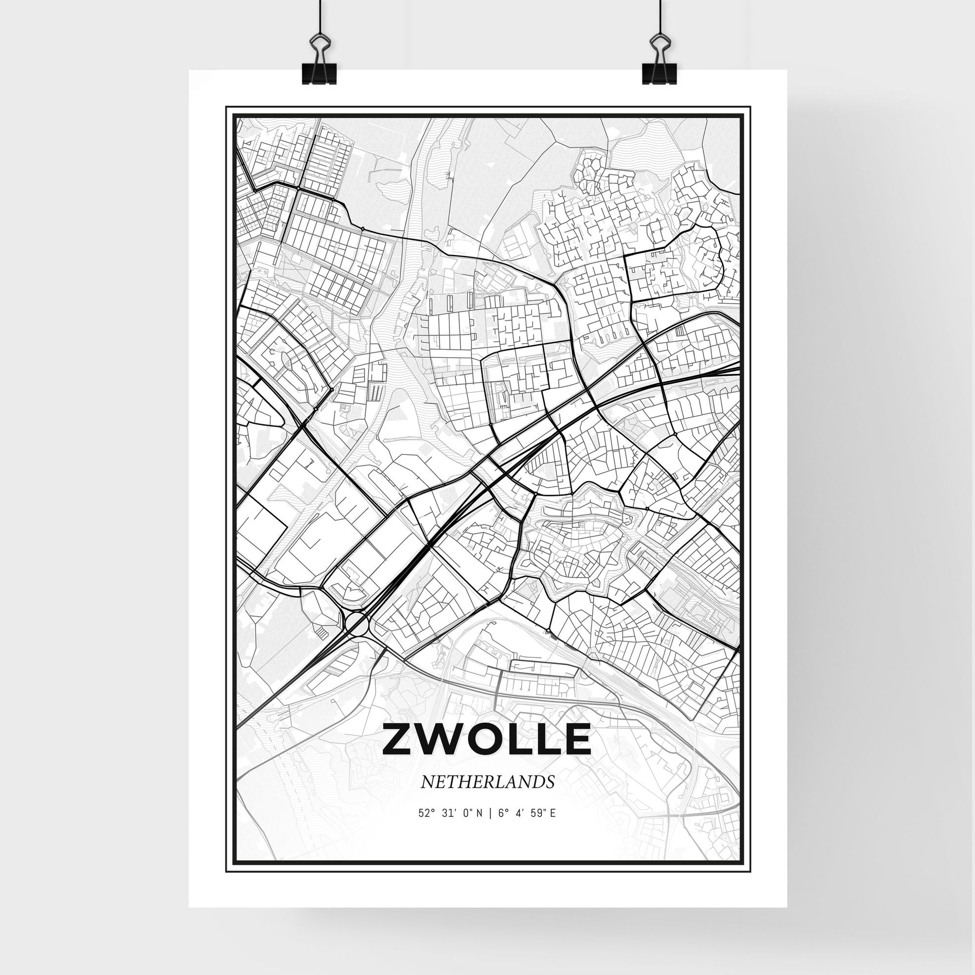  Zwolle Netherlands - Premium City Map Poster