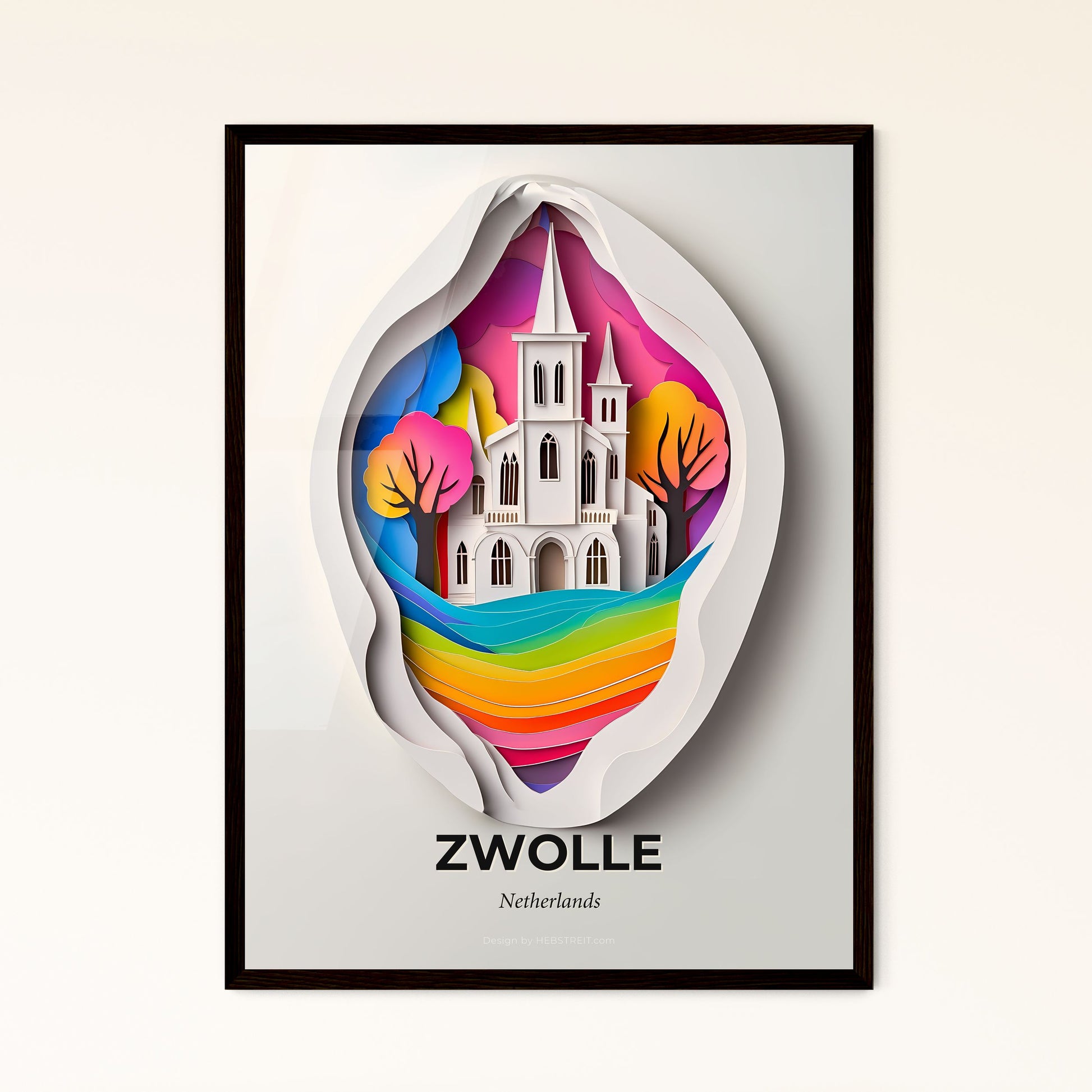 Vivid Zwolle, Netherlands - a paper cut of a church with a rainbow