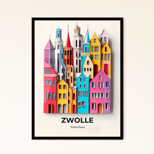 Vivid Zwolle, Netherlands - a group of colorful buildings with a clock on top