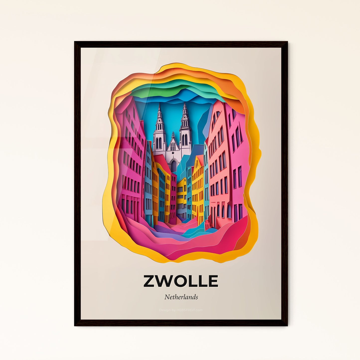 Vivid Zwolle, Netherlands - a paper cut of a city with a church in the background