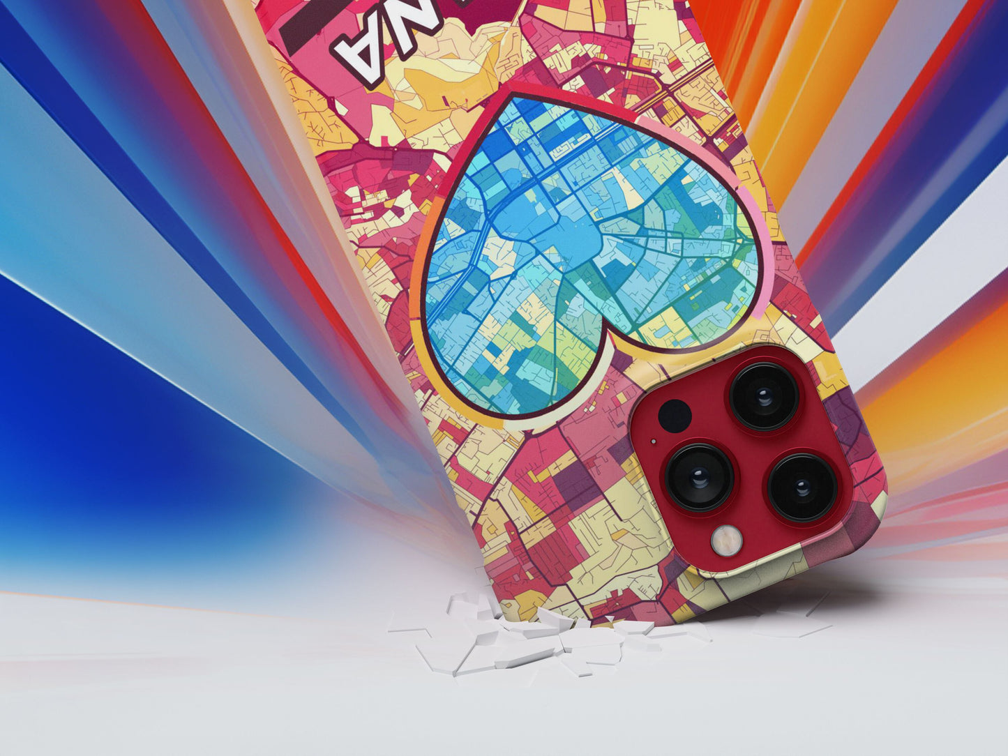 Tirana Albania slim phone case with colorful icon. Birthday, wedding or housewarming gift. Couple match cases.
