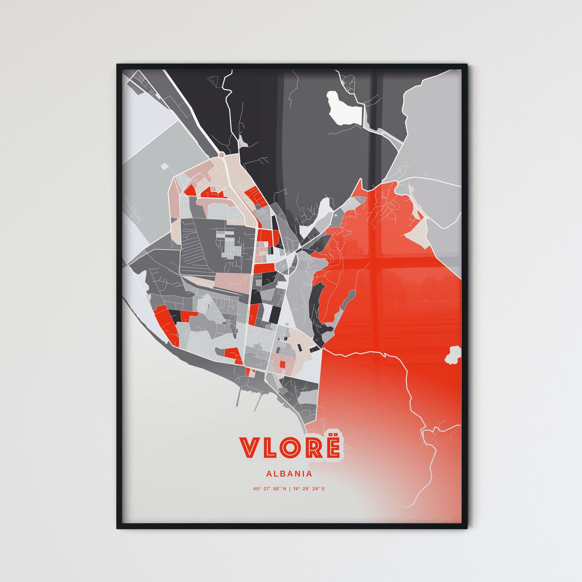 Colorful VLORË ALBANIA Fine Art Map Modern