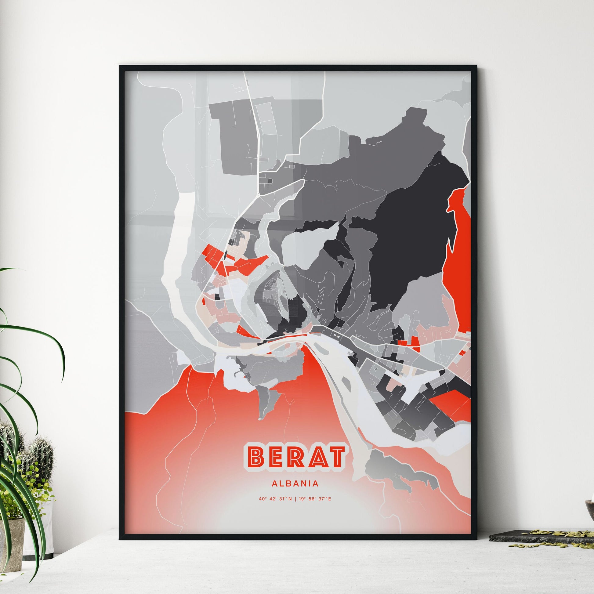 Colorful BERAT ALBANIA Fine Art Map Modern