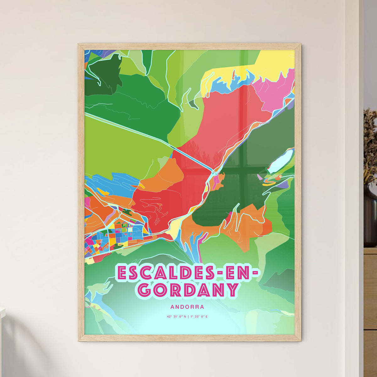 Colorful ESCALDES-ENGORDANY ANDORRA Fine Art Map Crazy Colors