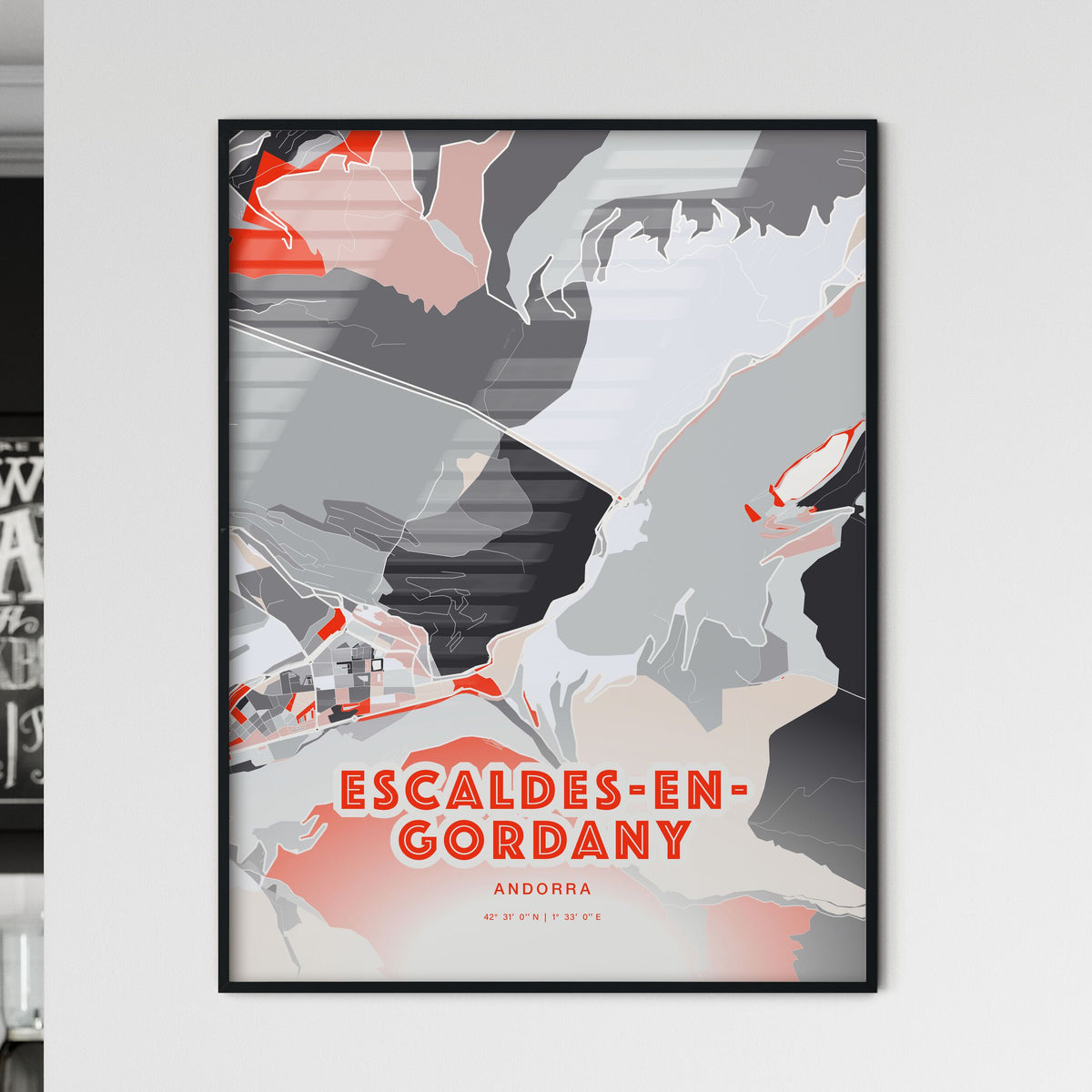 Colorful ESCALDES-ENGORDANY ANDORRA Fine Art Map Modern