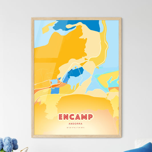Colorful ENCAMP ANDORRA Fine Art Map Blue Orange