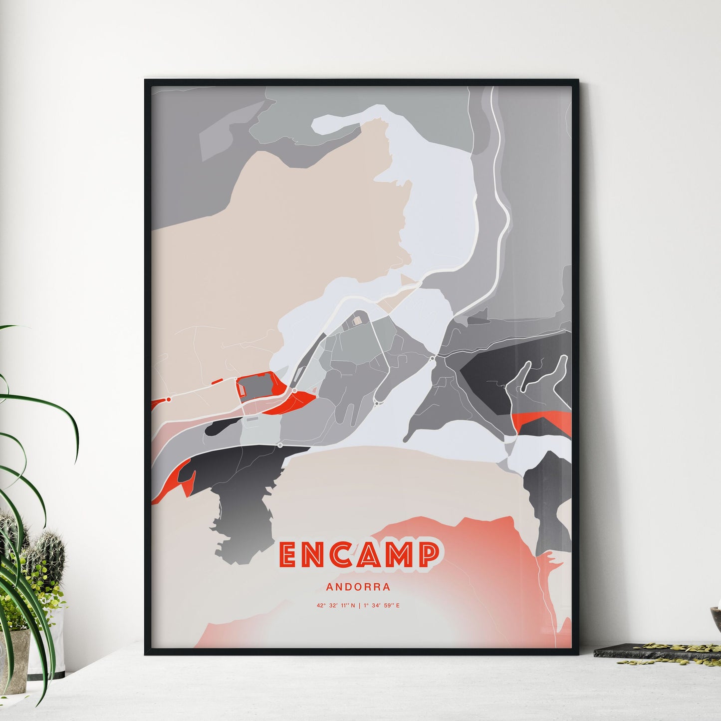 Colorful ENCAMP ANDORRA Fine Art Map Modern