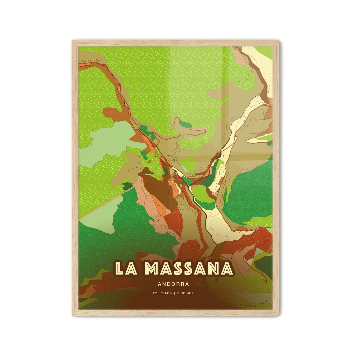 Colorful LA MASSANA ANDORRA Fine Art Map Farmhouse