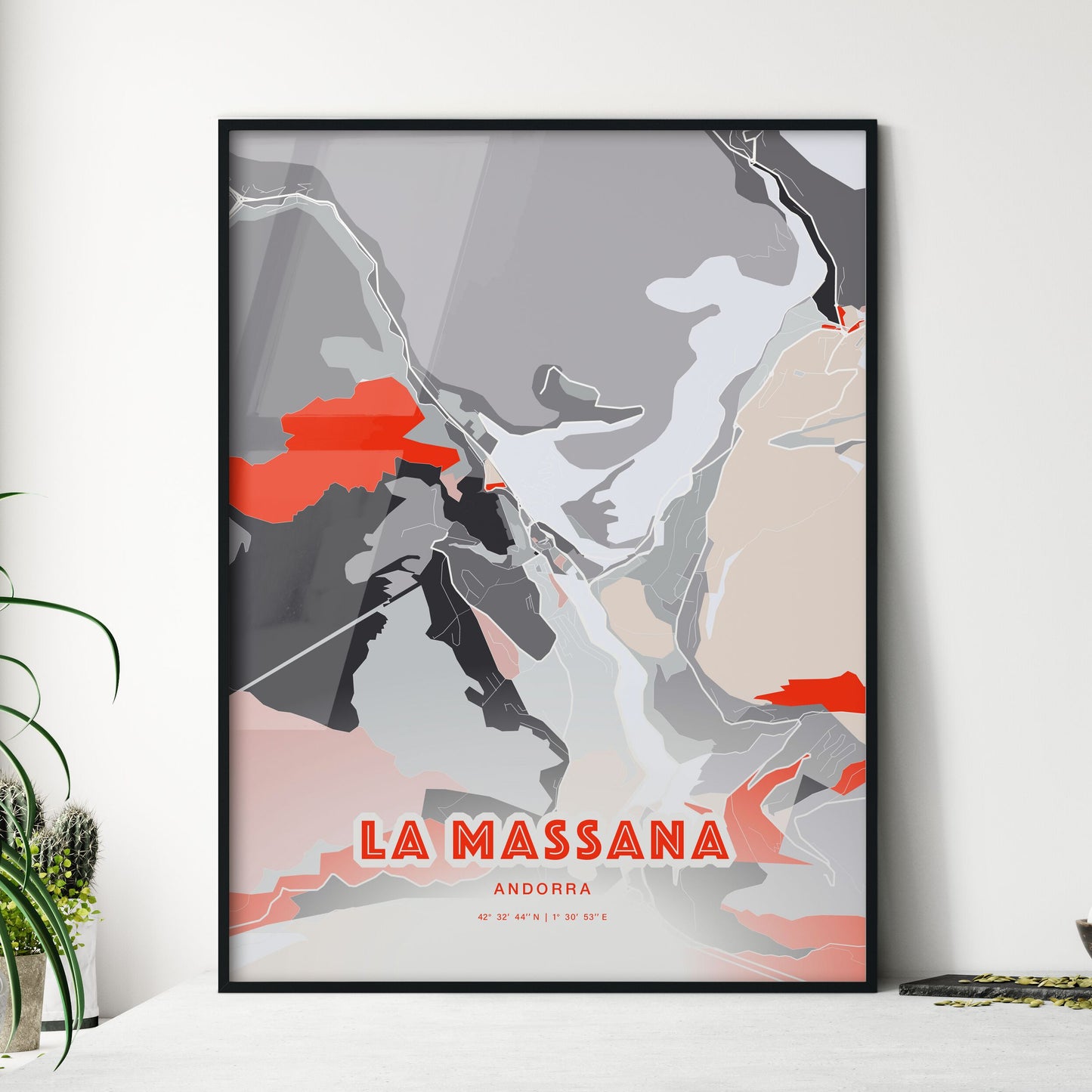 Colorful LA MASSANA ANDORRA Fine Art Map Modern