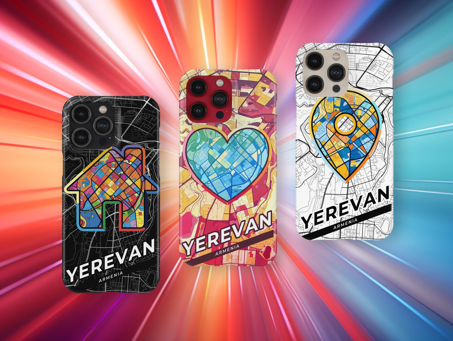 Yerevan Armenia slim phone case with colorful icon