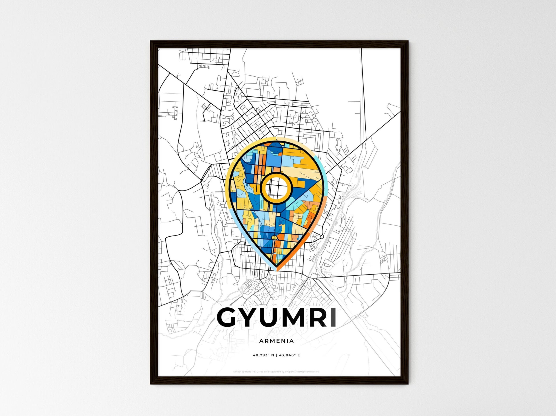 Gyumri Armenia wedding art map with pointer icon