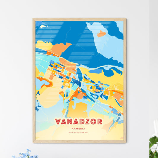 Colorful VANADZOR ARMENIA Fine Art Map Blue Orange