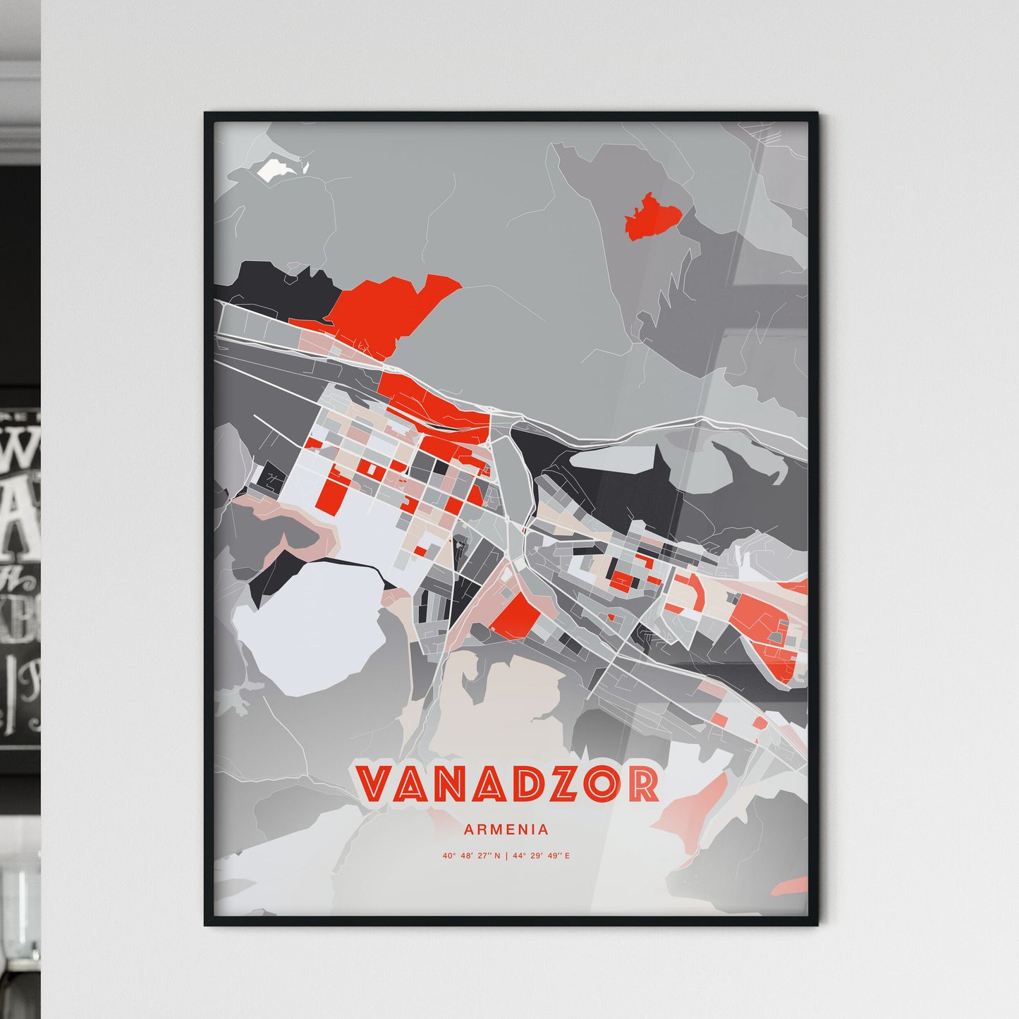 Colorful VANADZOR ARMENIA Fine Art Map Modern