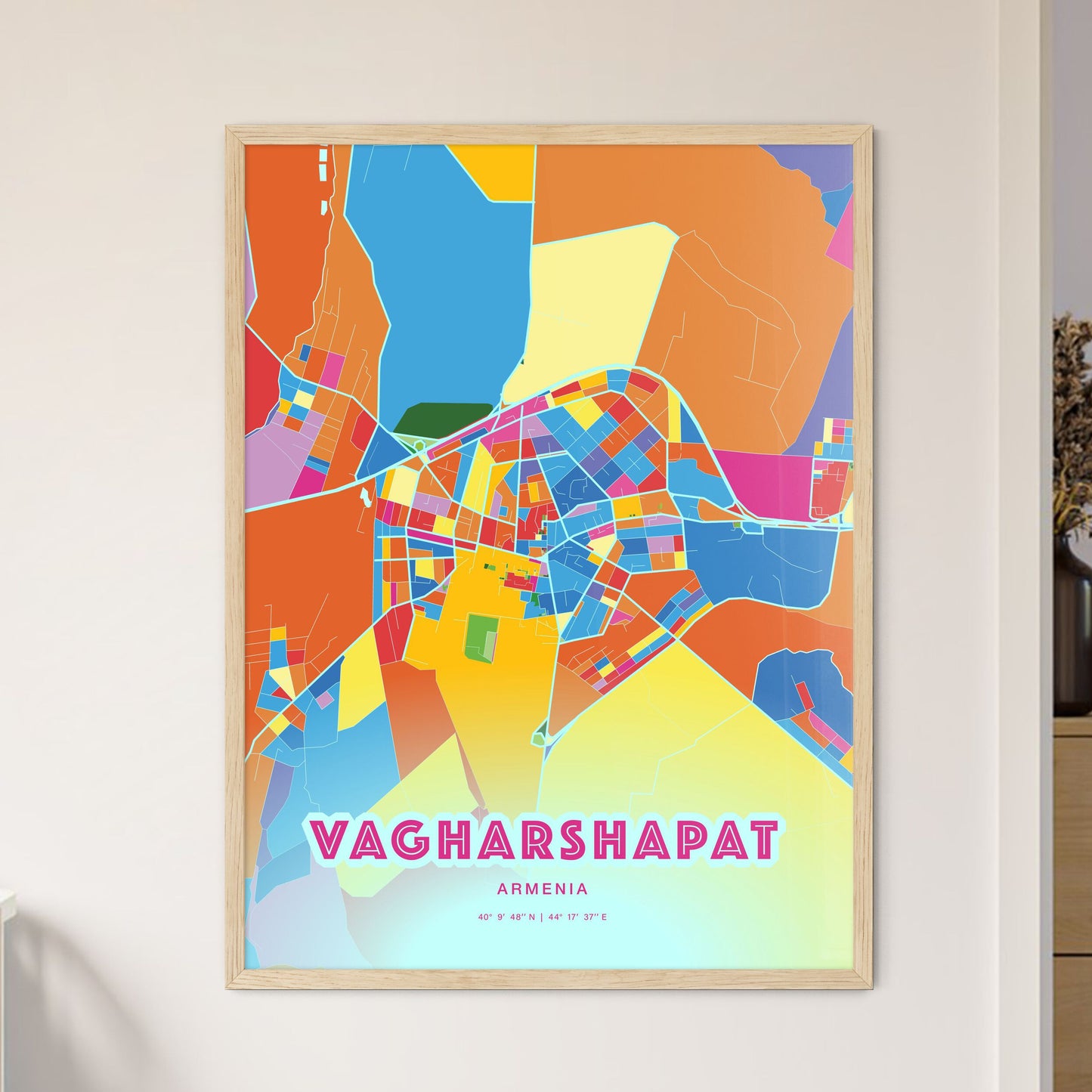 Colorful VAGHARSHAPAT ARMENIA Fine Art Map Crazy Colors