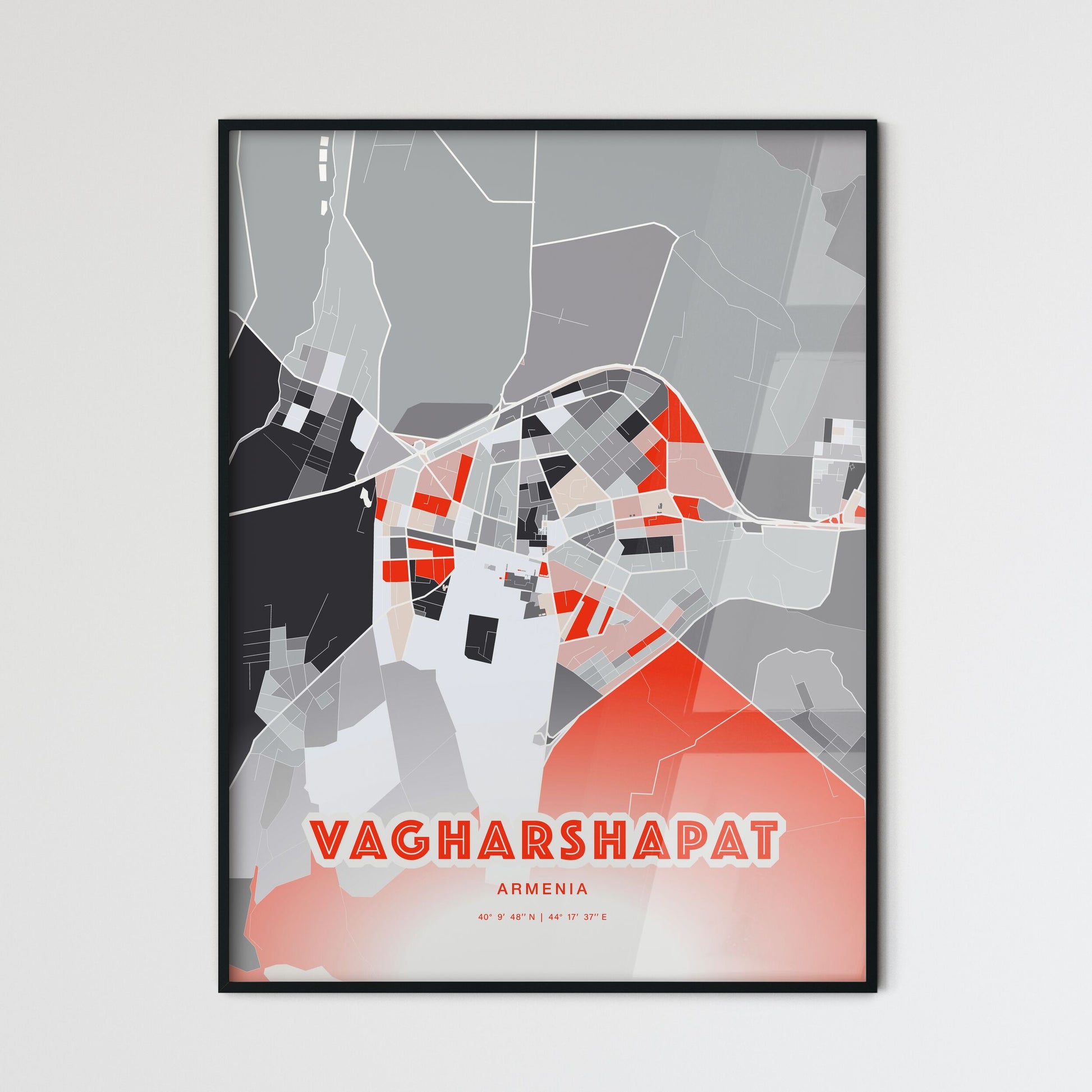 Colorful VAGHARSHAPAT ARMENIA Fine Art Map Modern