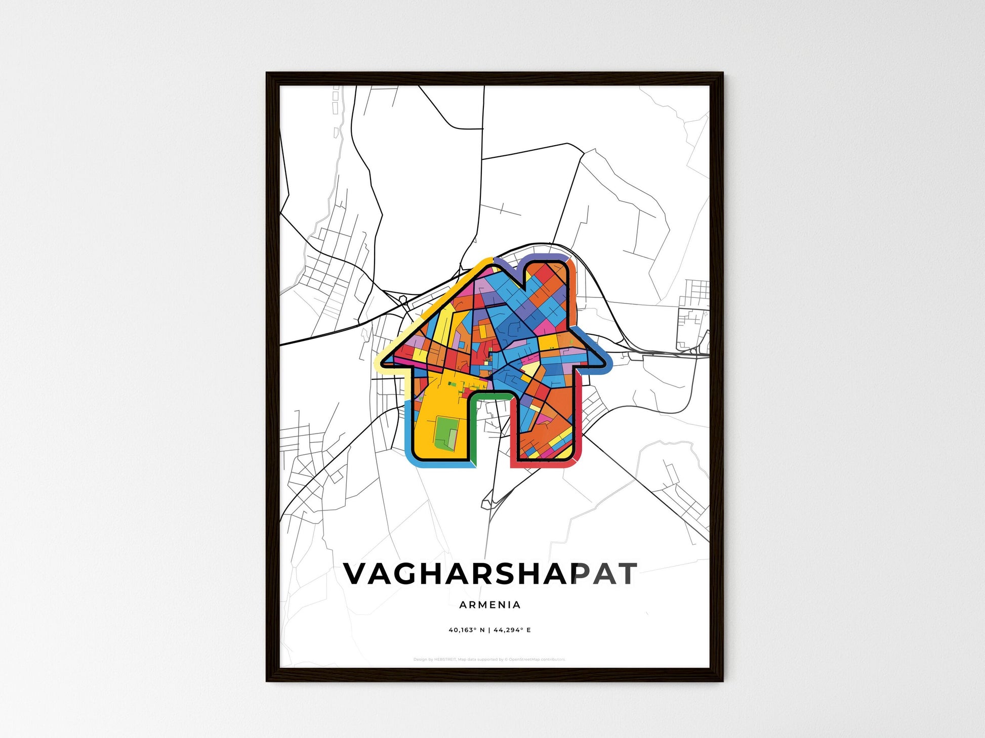 Vagharshapat Armenia wedding art map with home icon