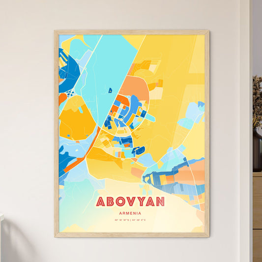 Colorful ABOVYAN ARMENIA Fine Art Map Blue Orange