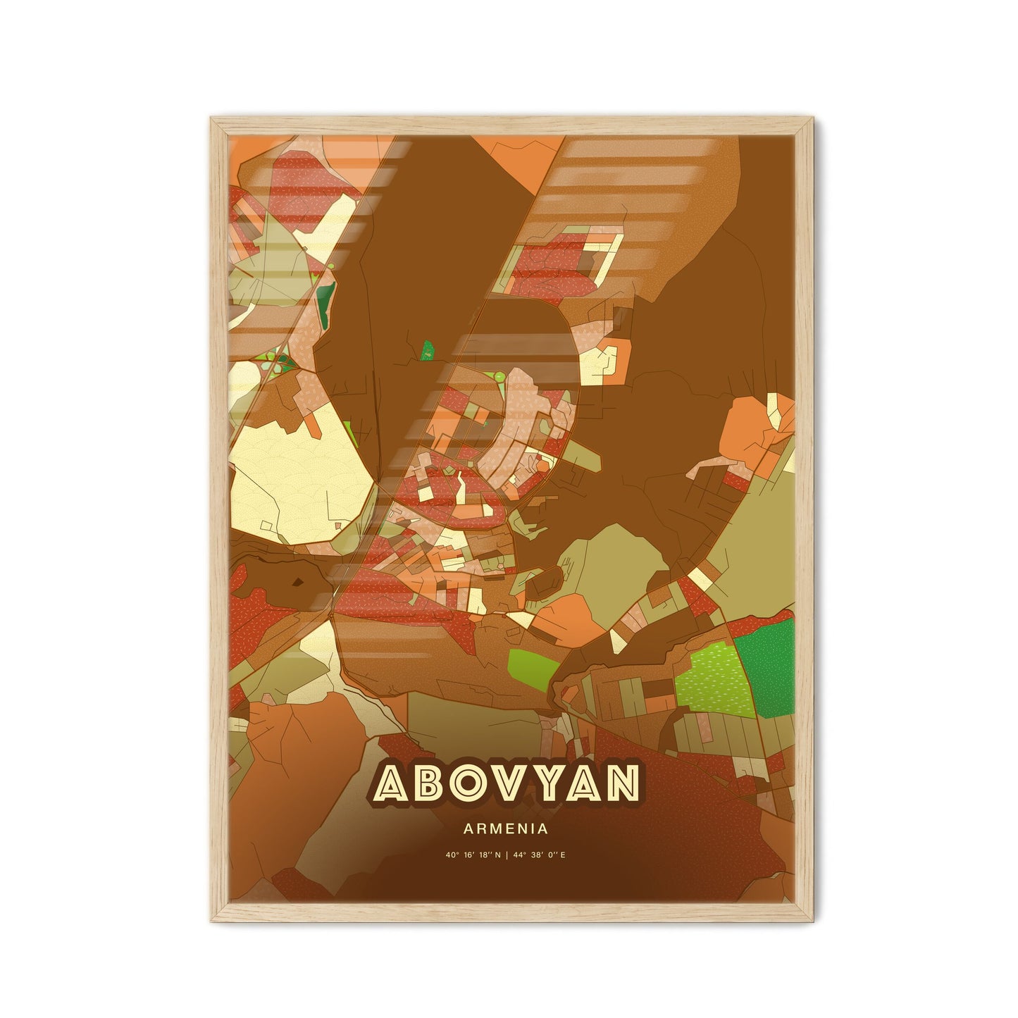 Colorful ABOVYAN ARMENIA Fine Art Map Farmhouse