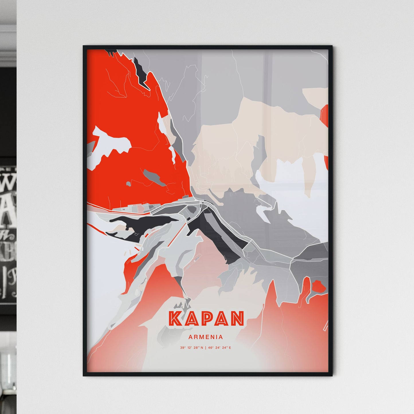 Colorful KAPAN ARMENIA Fine Art Map Modern